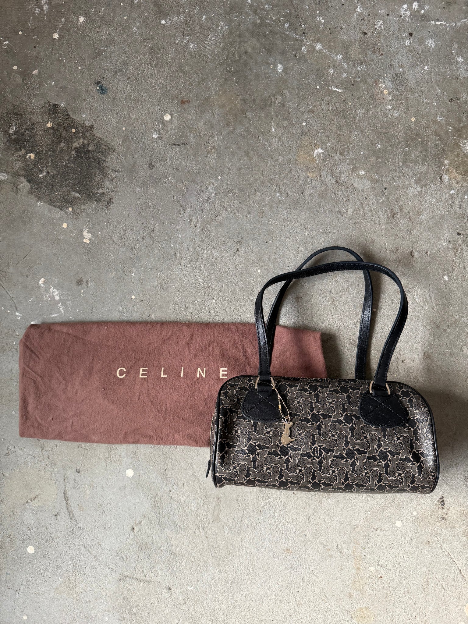 Celine Horse Carriage Boston Bag Black/Grey