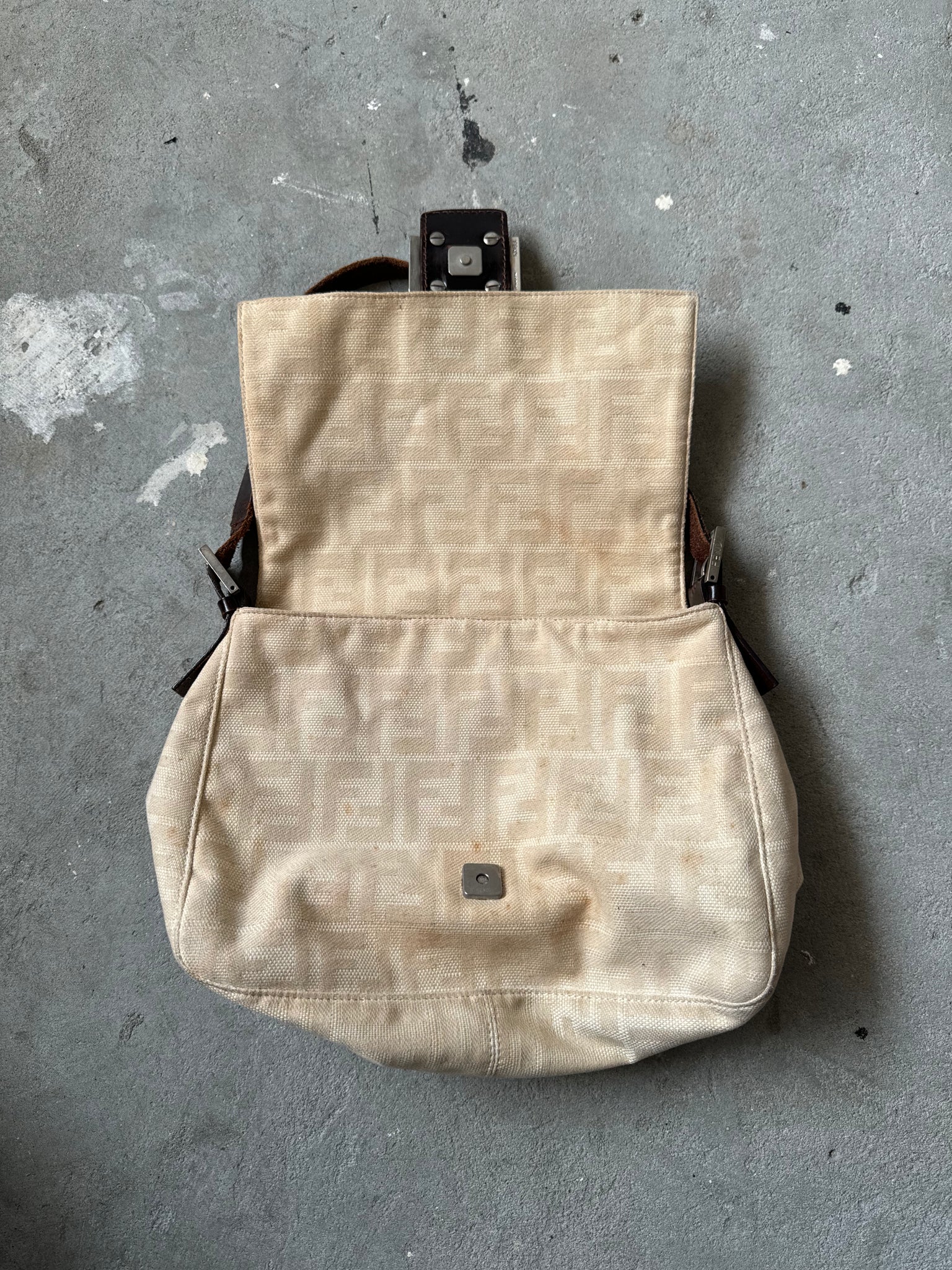 Fendi Mama Baguette Bag Canvas Beige