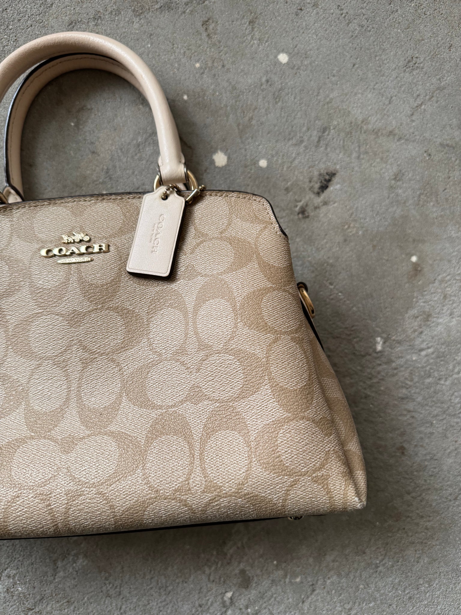 Coach Signature Lillie Carryall Hand Bag Beige