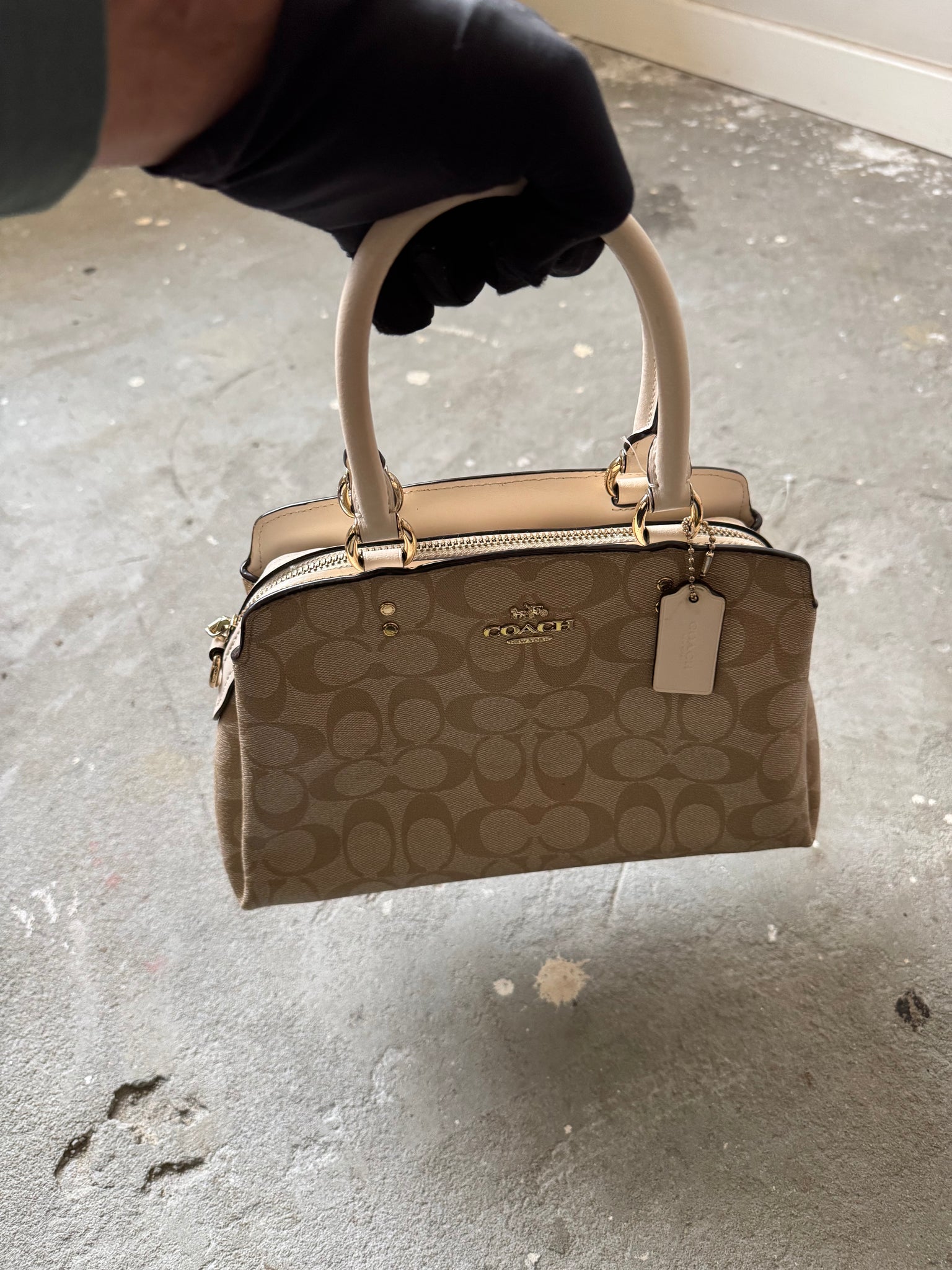 Coach Signature Lillie Carryall Hand Bag Beige