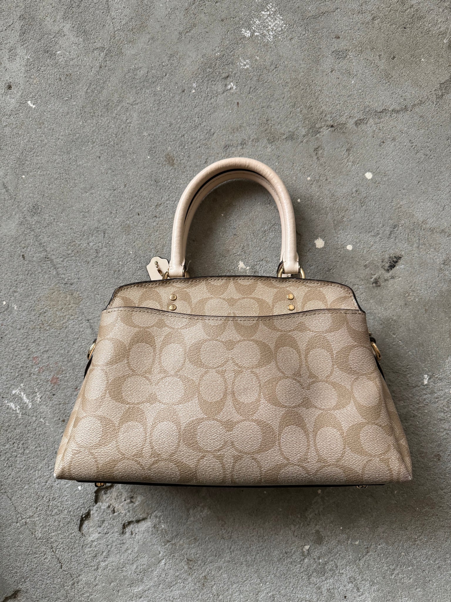 Coach Signature Lillie Carryall Hand Bag Beige