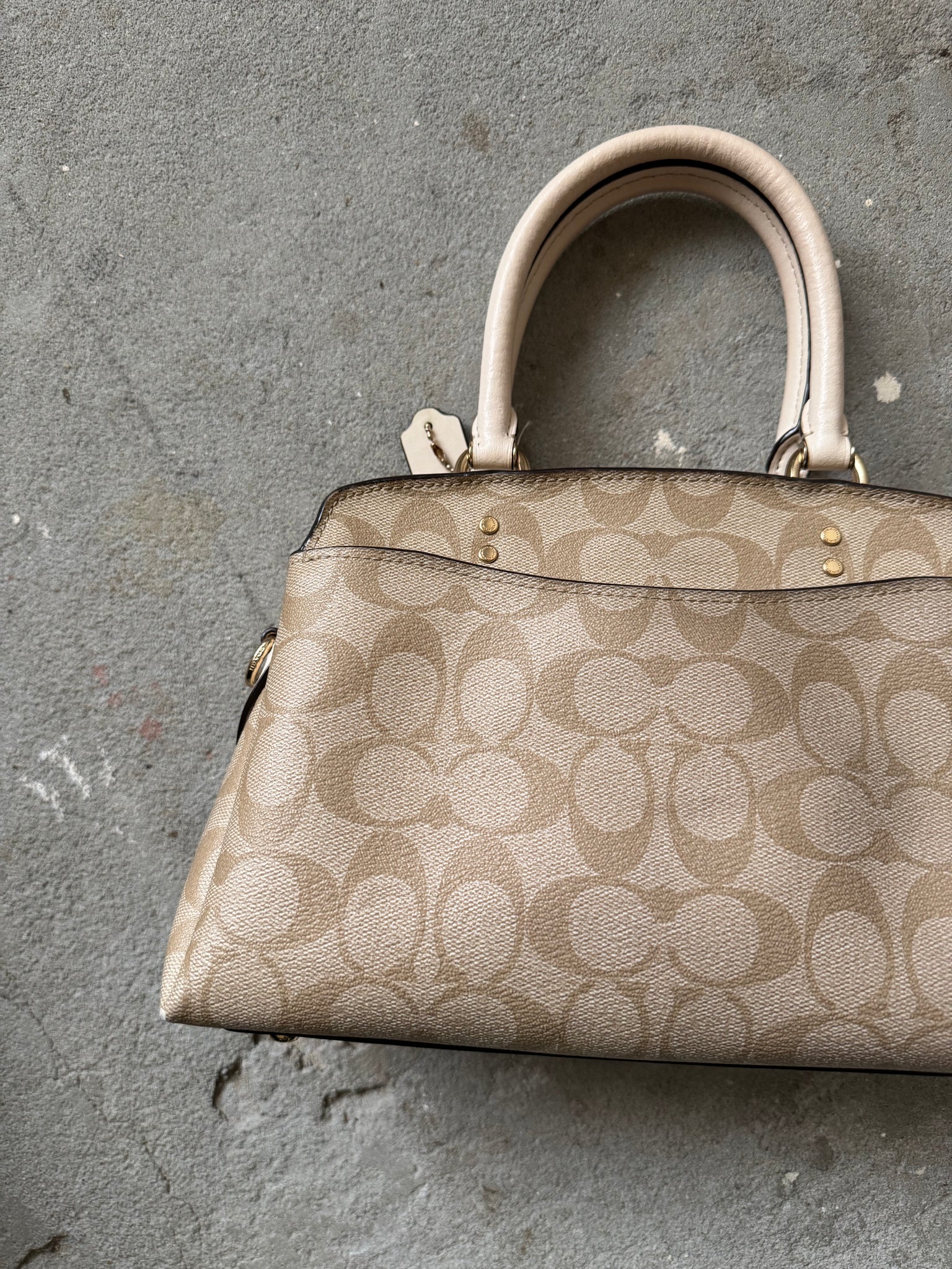 Coach Signature Lillie Carryall Hand Bag Beige