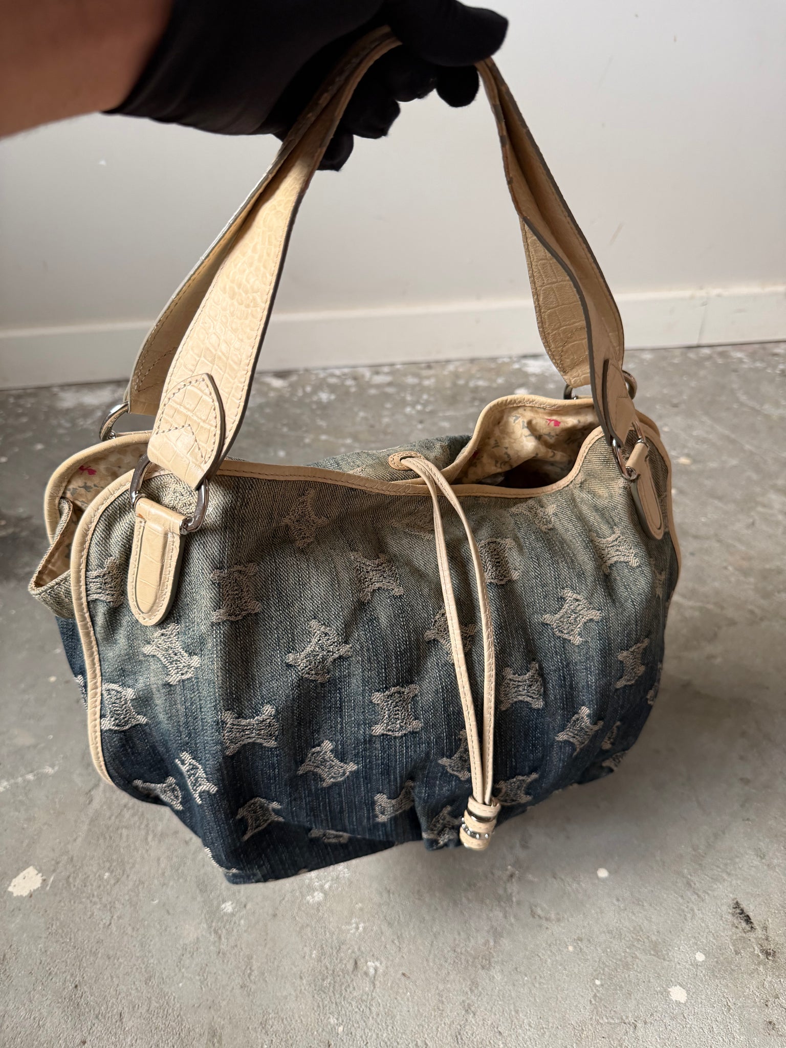 Celine Macadam Bittersweet Denim Shoulder Bag Gradient Blue