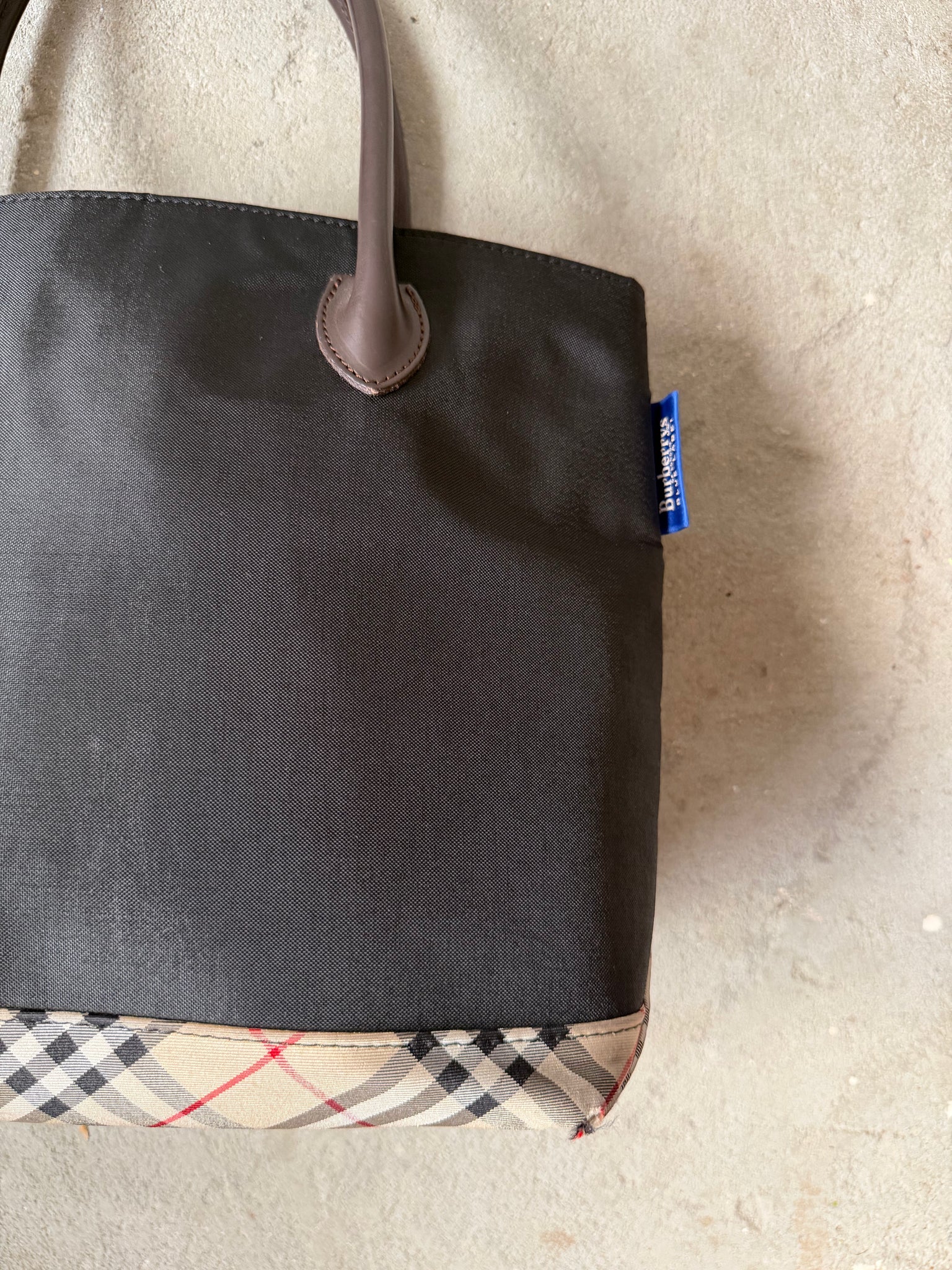 Burberry Nylon Check Shoulder Bag Black