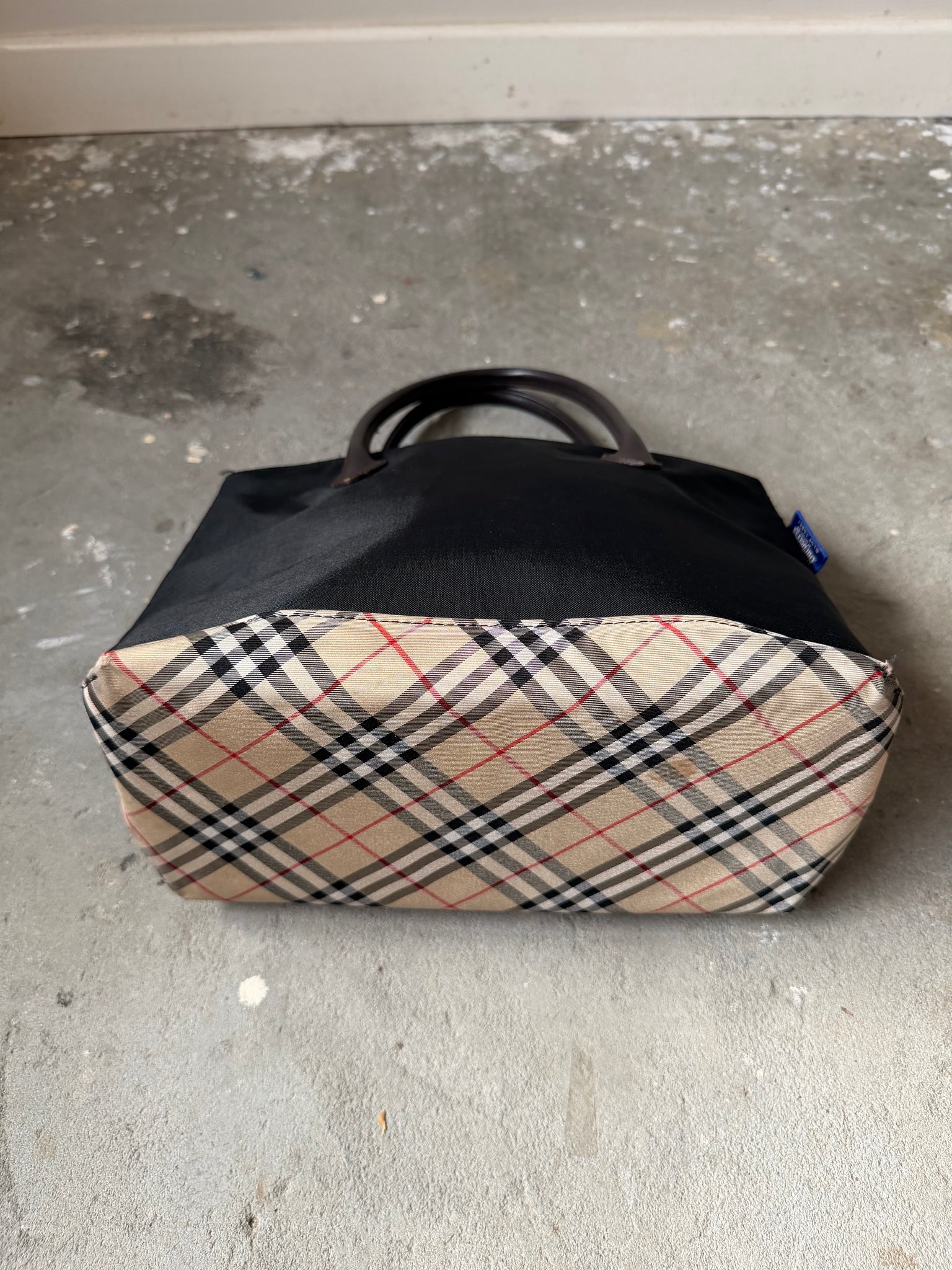 Burberry Nylon Check Shoulder Bag Black