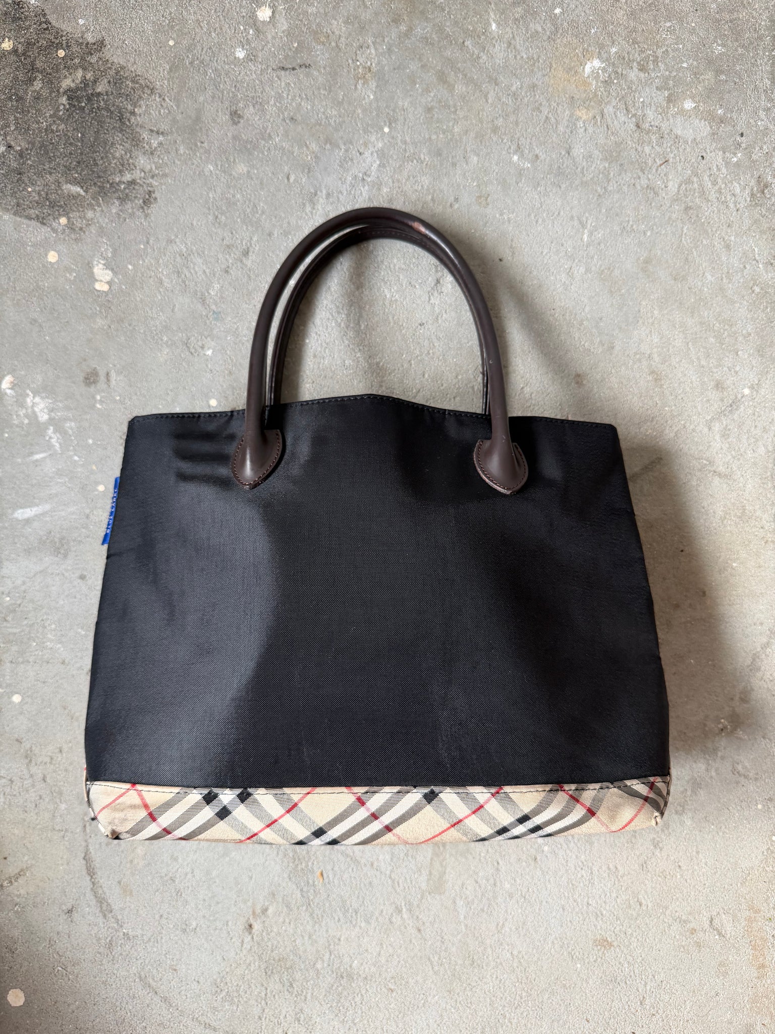 Burberry Nylon Check Shoulder Bag Black