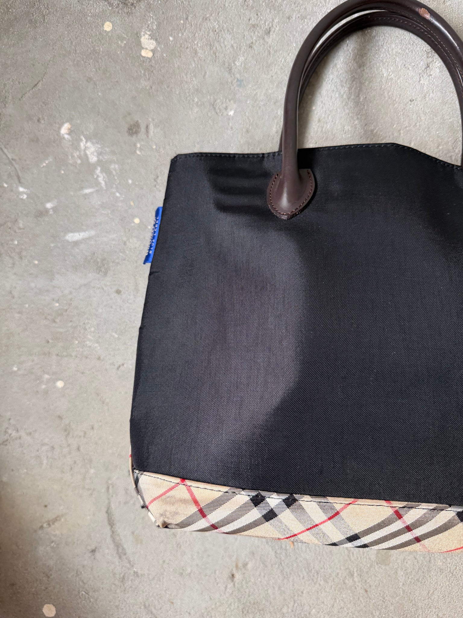 Burberry Nylon Check Shoulder Bag Black