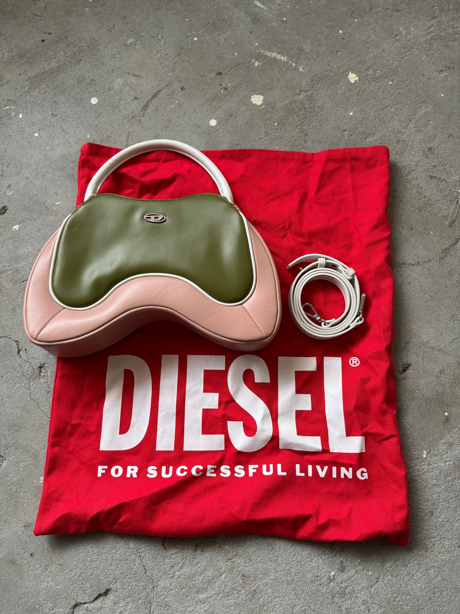 Diesel 2Way Autre Marque Shoulder Bag Green/Pink