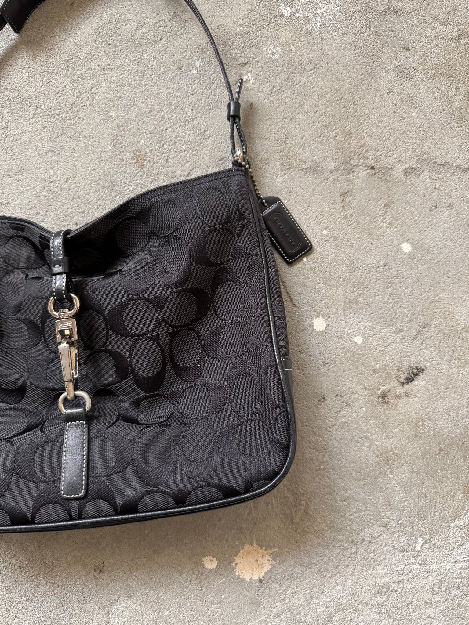Coach Hobo Signature Clip Canvas Handbag 'Black'