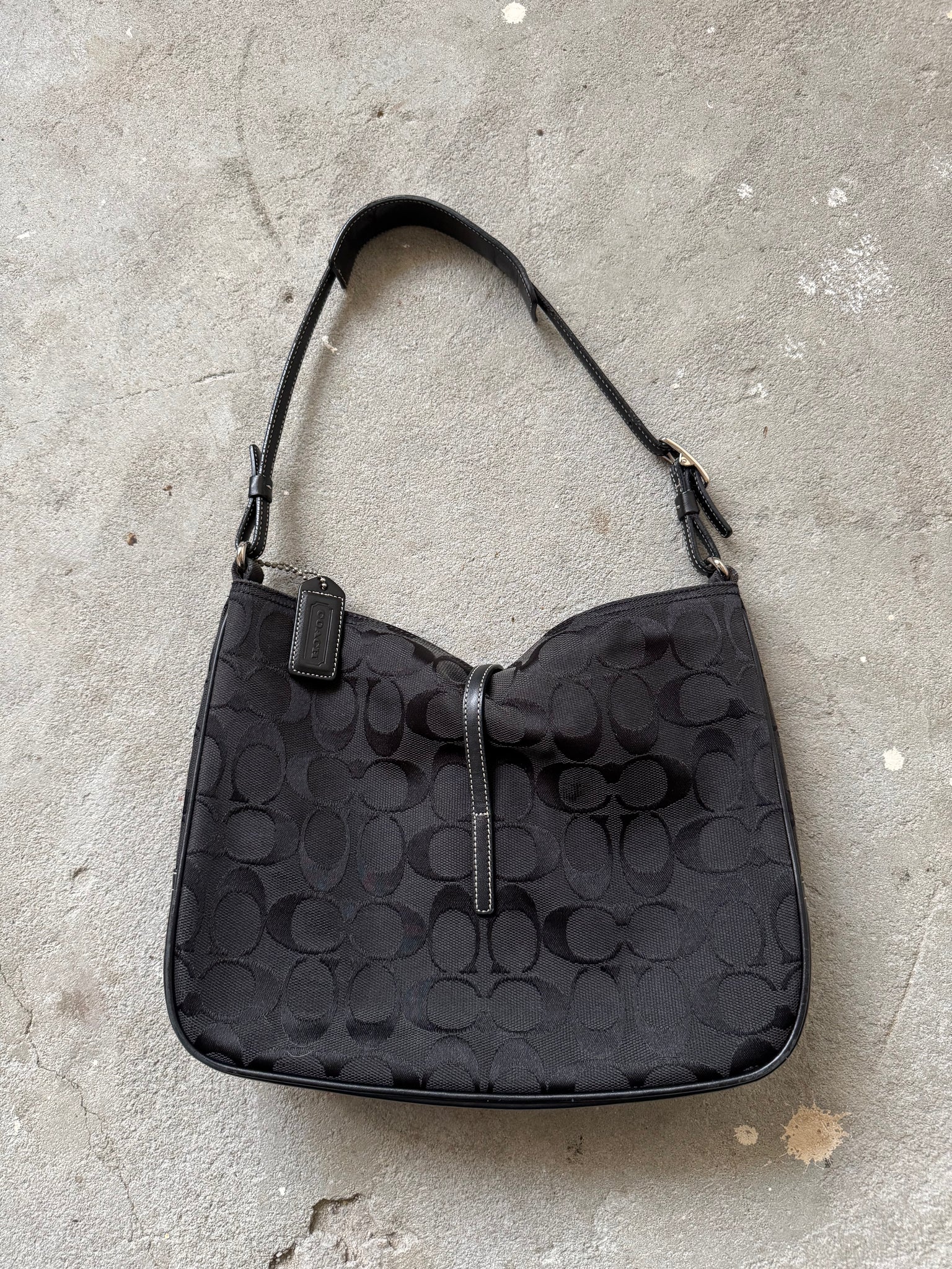 Coach Hobo Signature Clip Canvas Handbag 'Black'