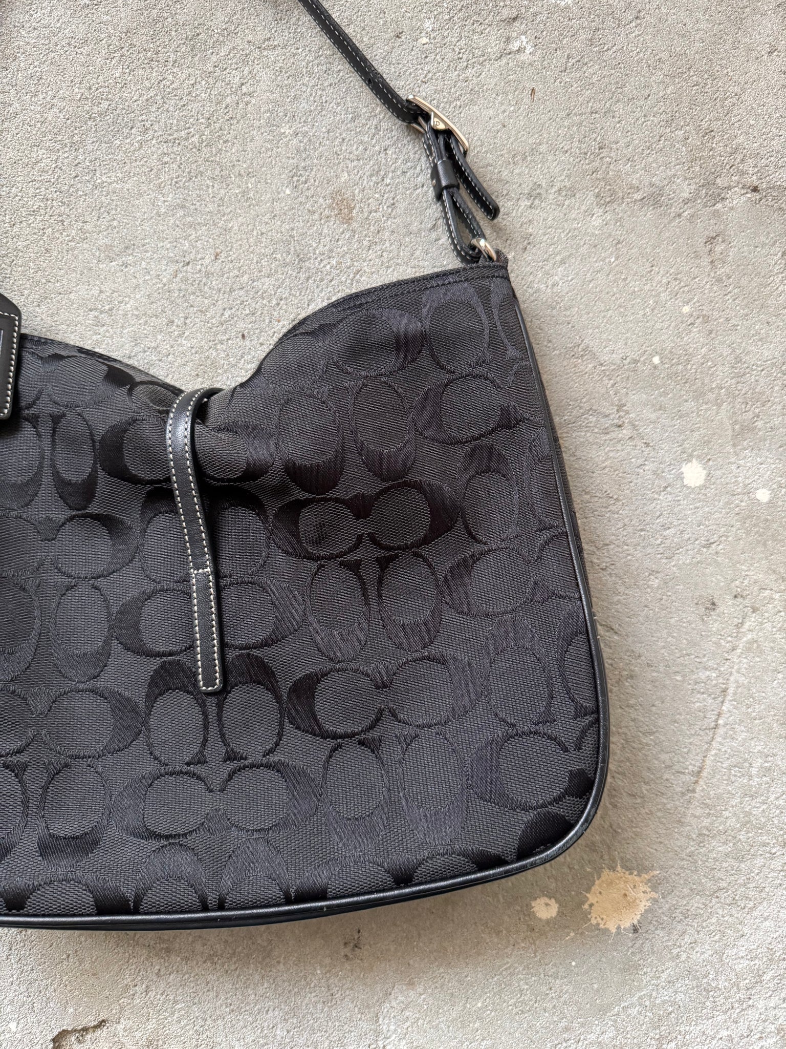 Coach Hobo Signature Clip Canvas Handbag 'Black'