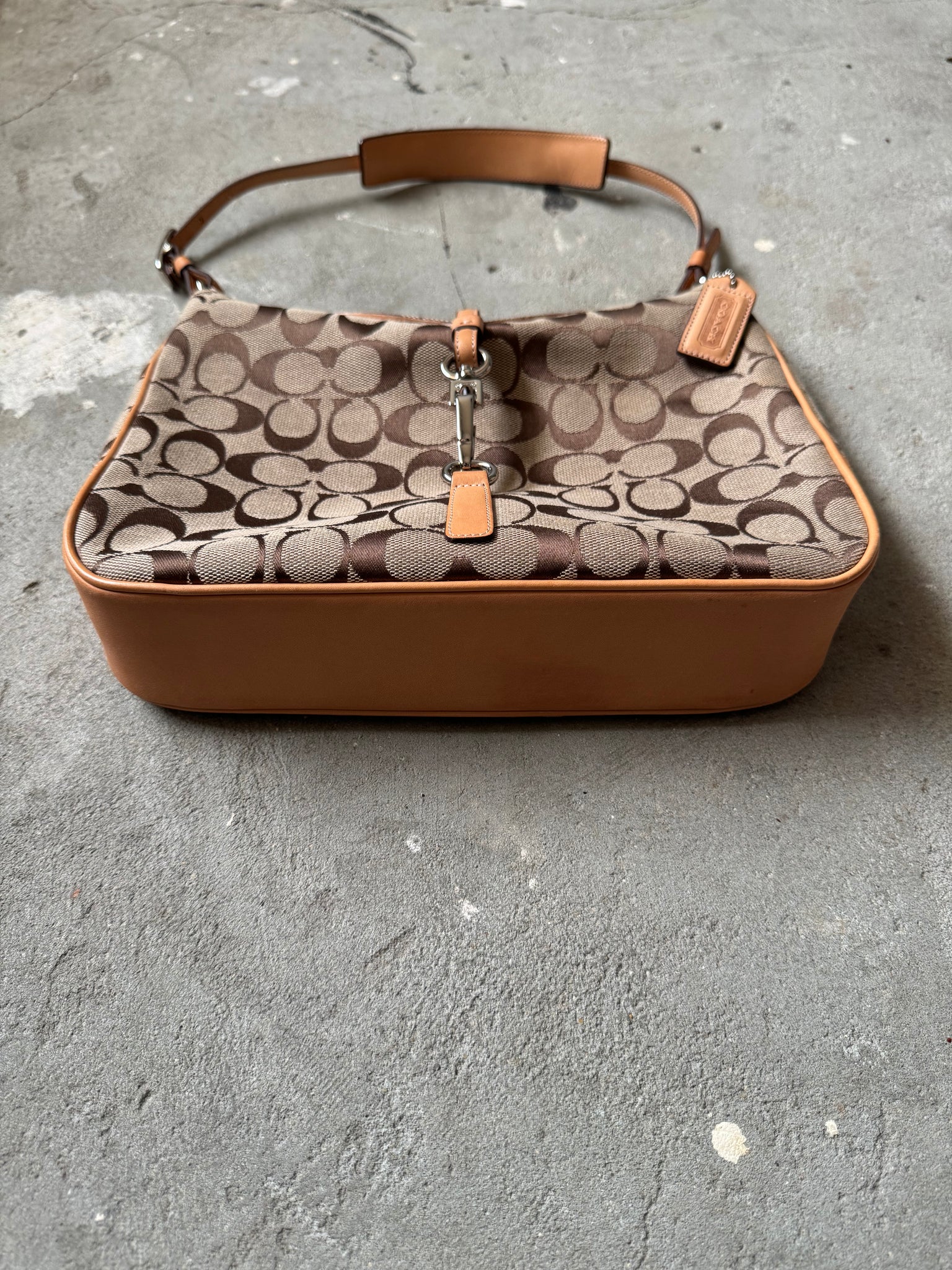 Coach Hobo Signature Clip Canvas Handbag
