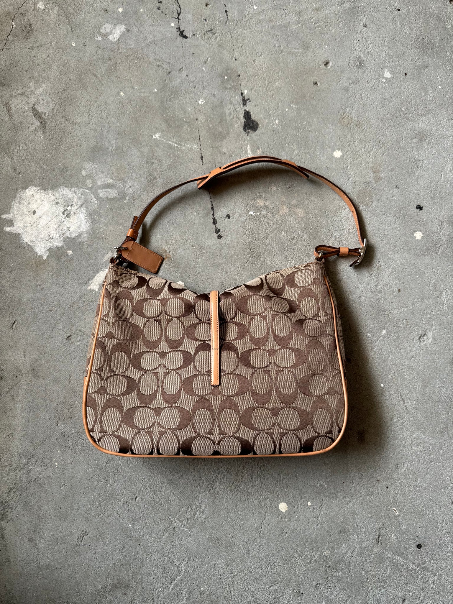Coach Hobo Signature Clip Canvas Handbag