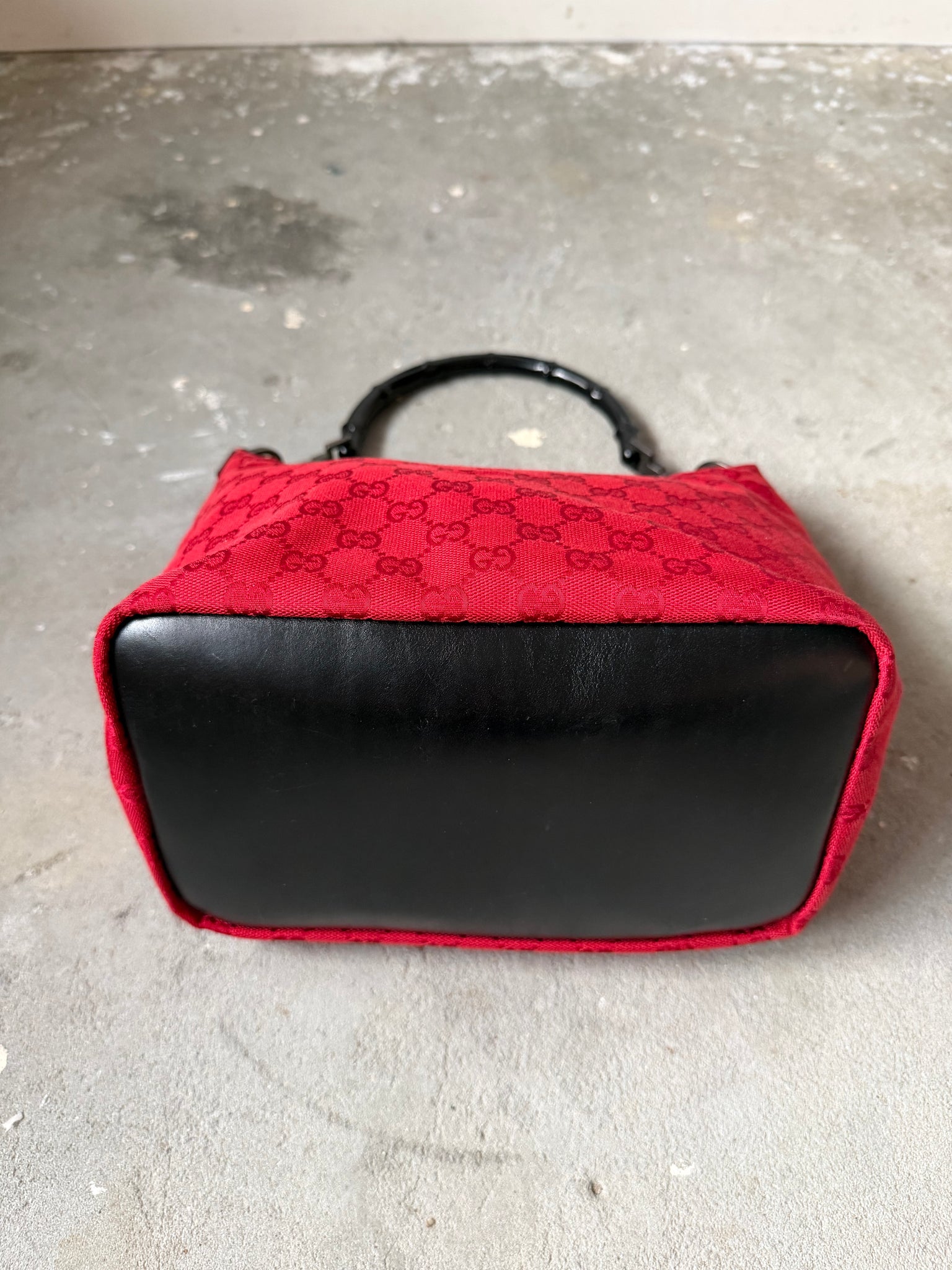 Gucci GG Monogram Bamboo Shoulder Bag Red