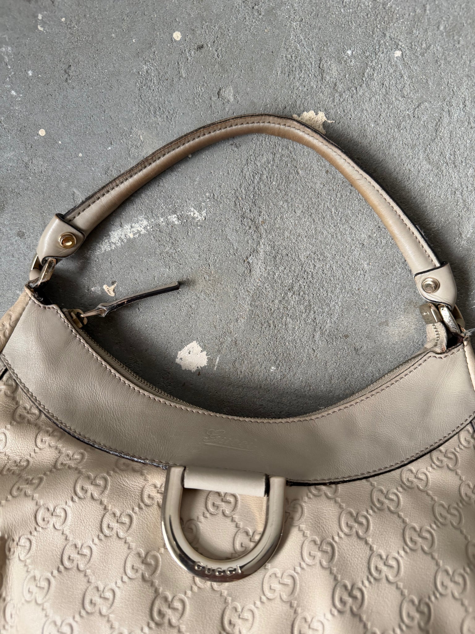 Gucci GG Monogram Abbey Guccissima Shoulder Bag Cream