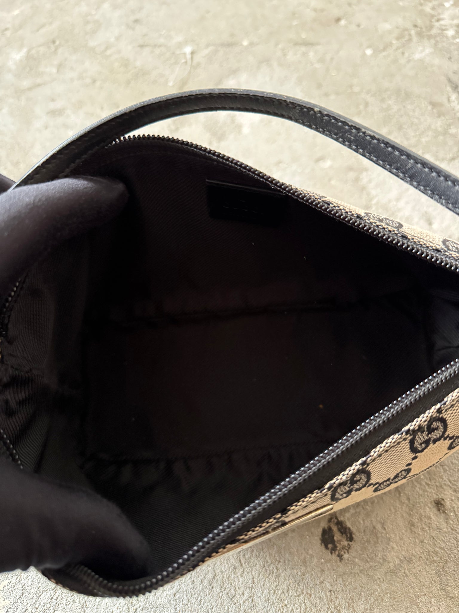 Gucci GG Monogram Pochette Boat Shoulder Bag Grey/Black