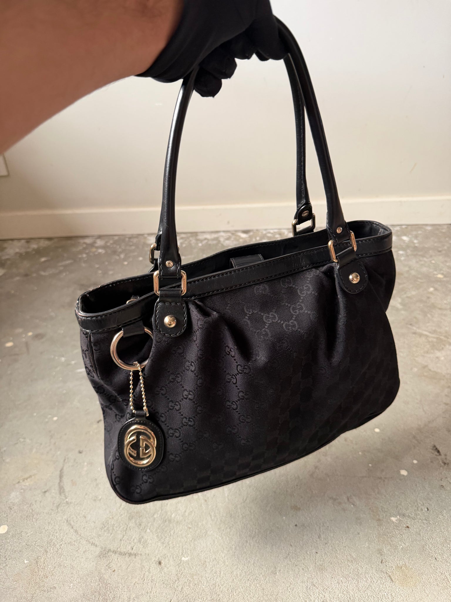 Gucci GG Monogram Sukey Tote Bag Black