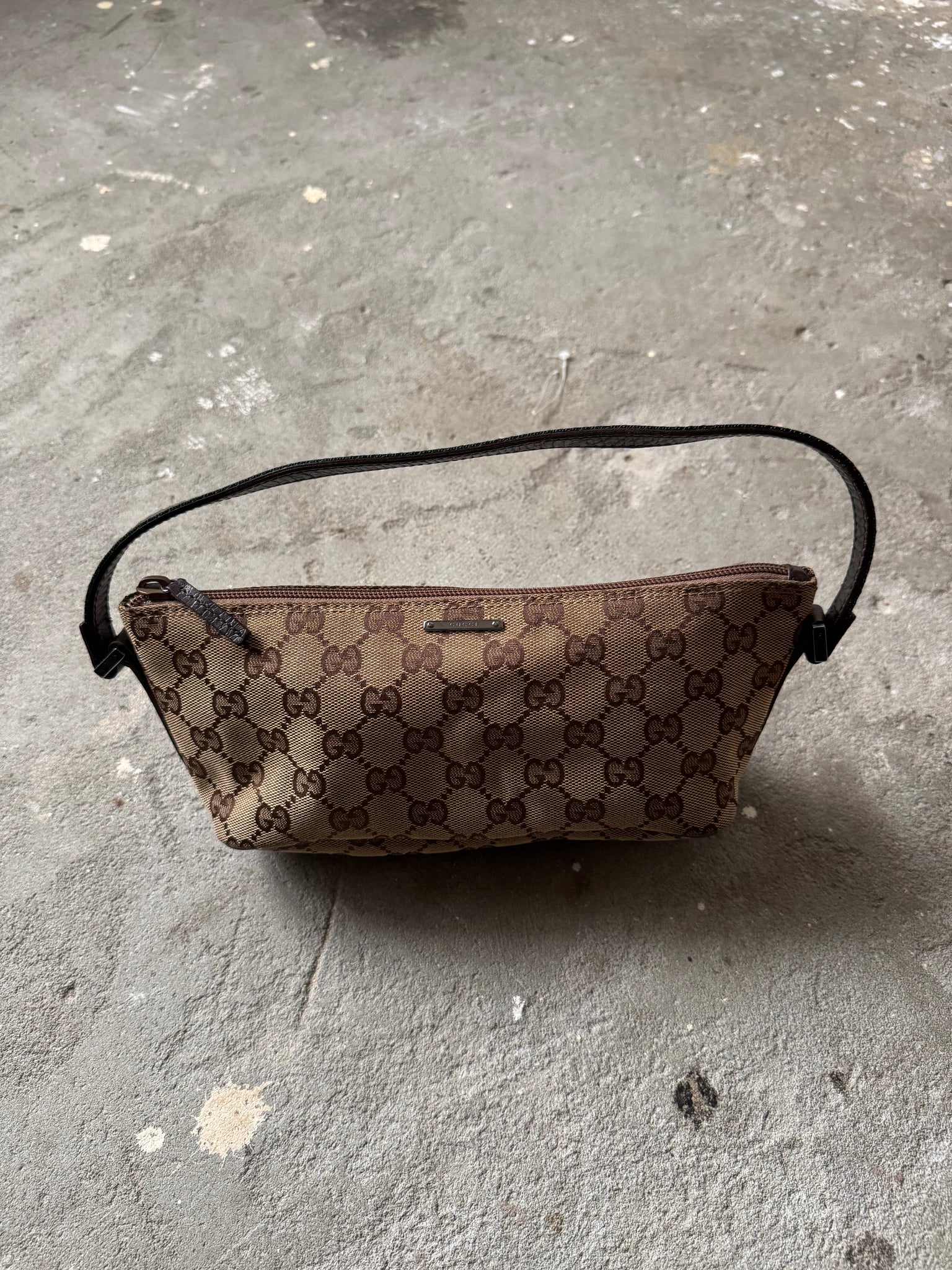 Gucci GG Monogram Pochette Boat Shoulder Bag Beige
