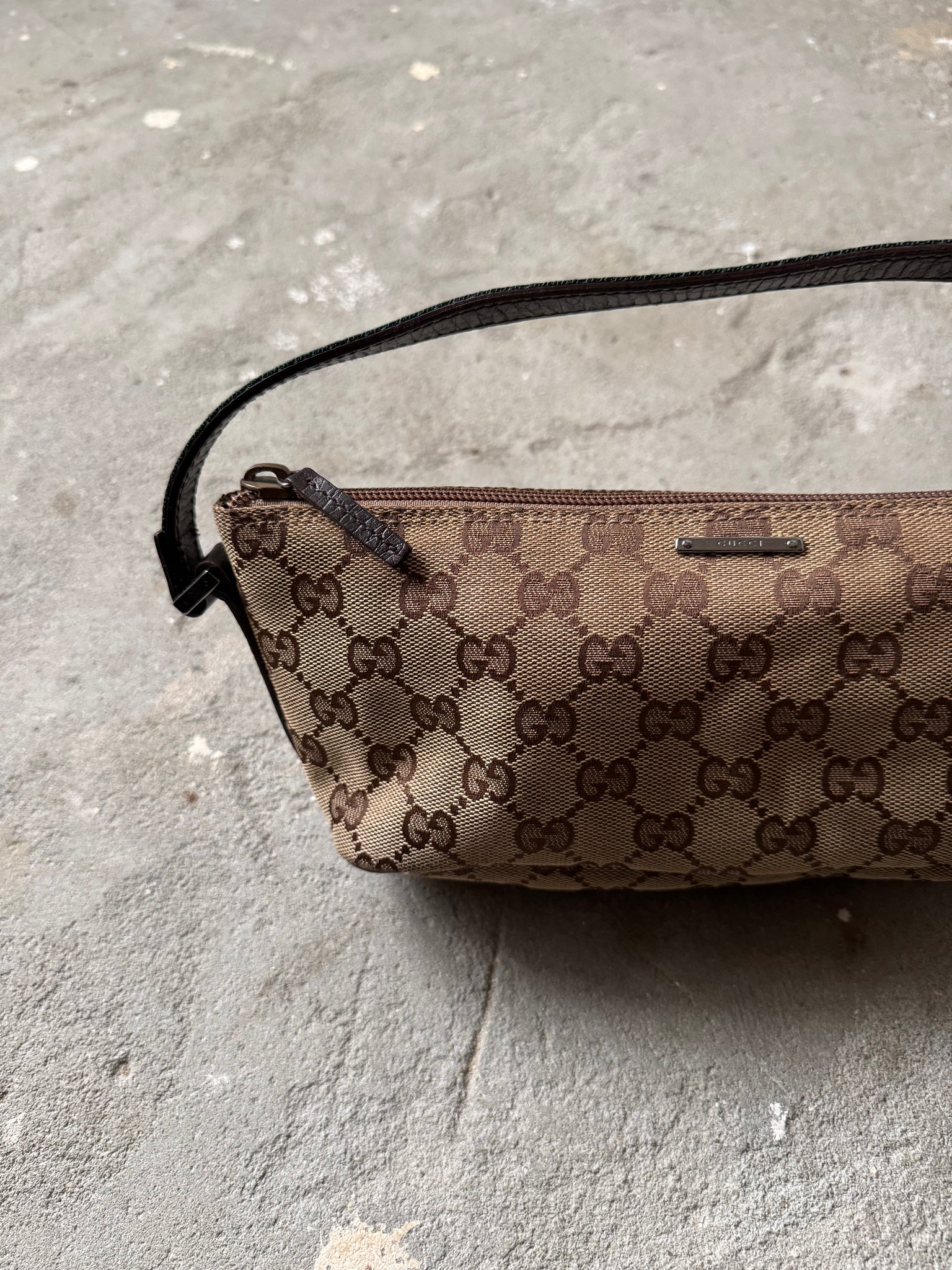 Gucci GG Monogram Pochette Boat Shoulder Bag Beige