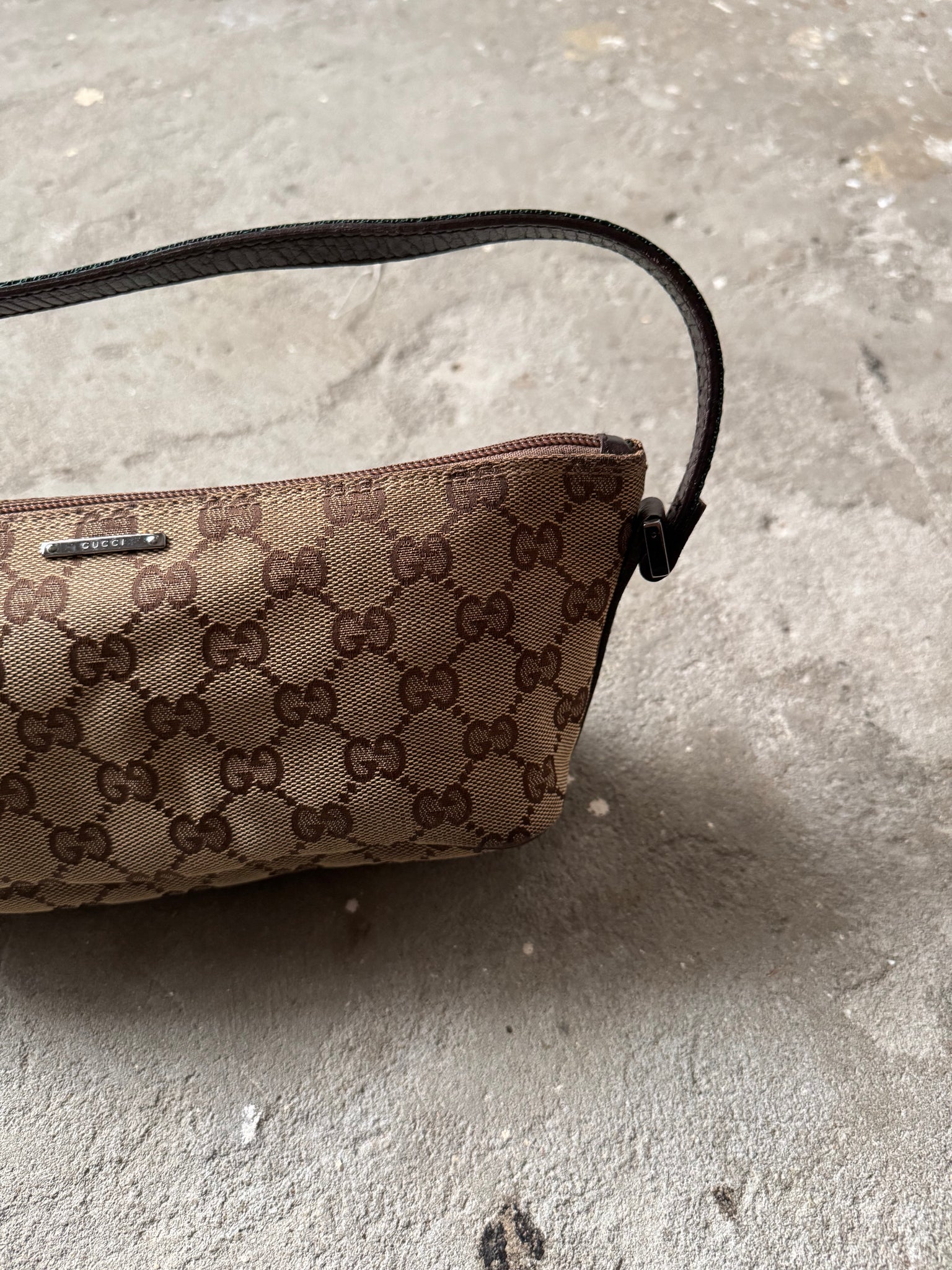 Gucci GG Monogram Pochette Boat Shoulder Bag Beige