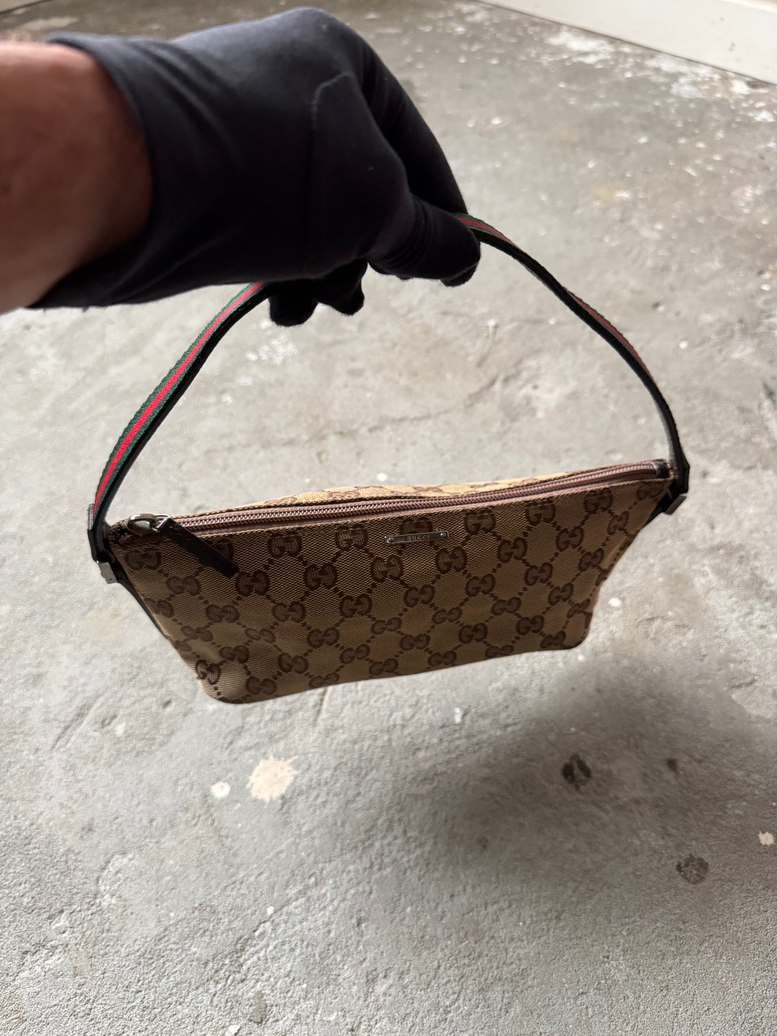 Gucci GG Monogram Pochette Boat Shoulder Bag Beige