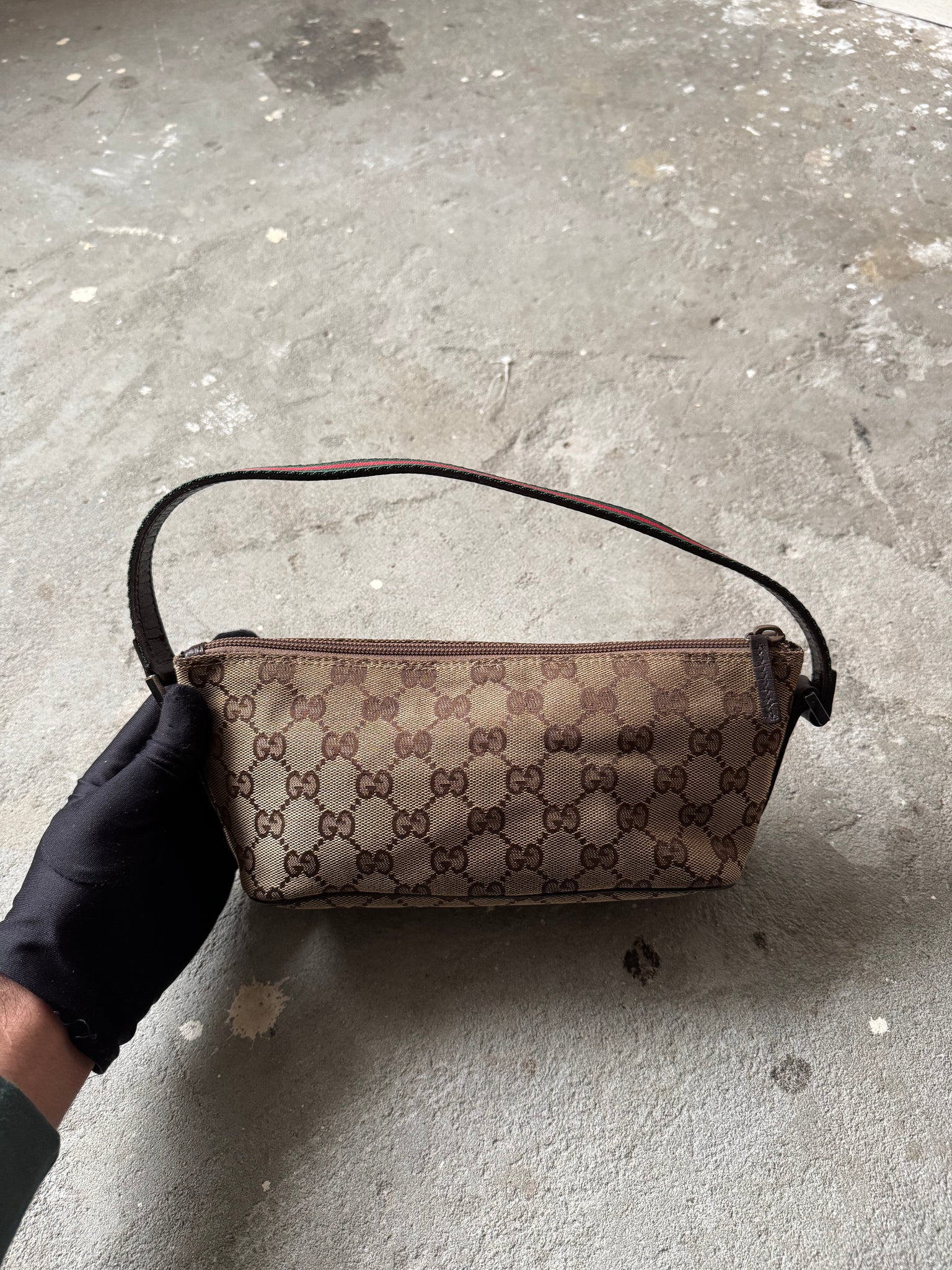 Gucci GG Monogram Pochette Boat Shoulder Bag Beige