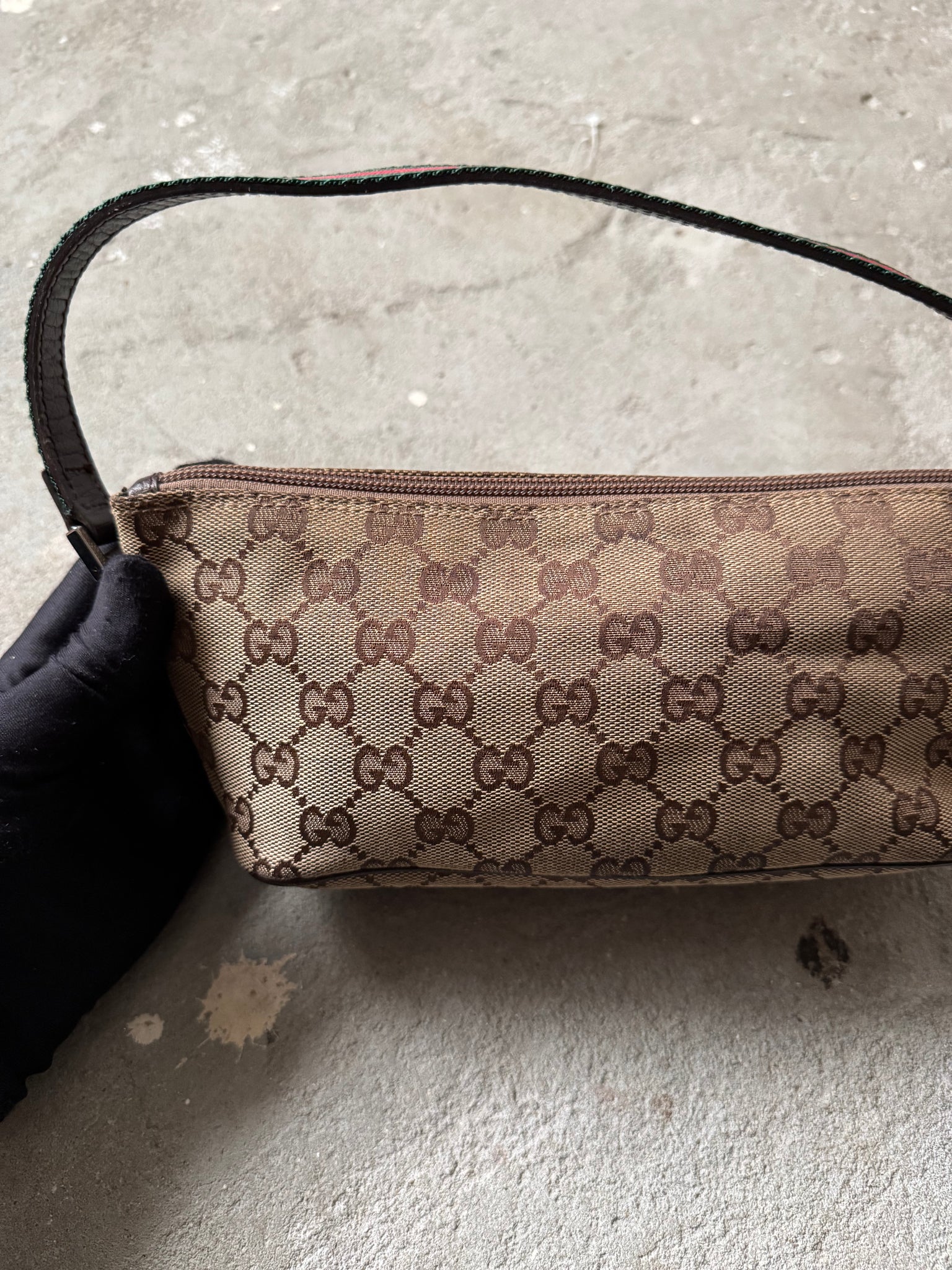Gucci GG Monogram Pochette Boat Shoulder Bag Beige