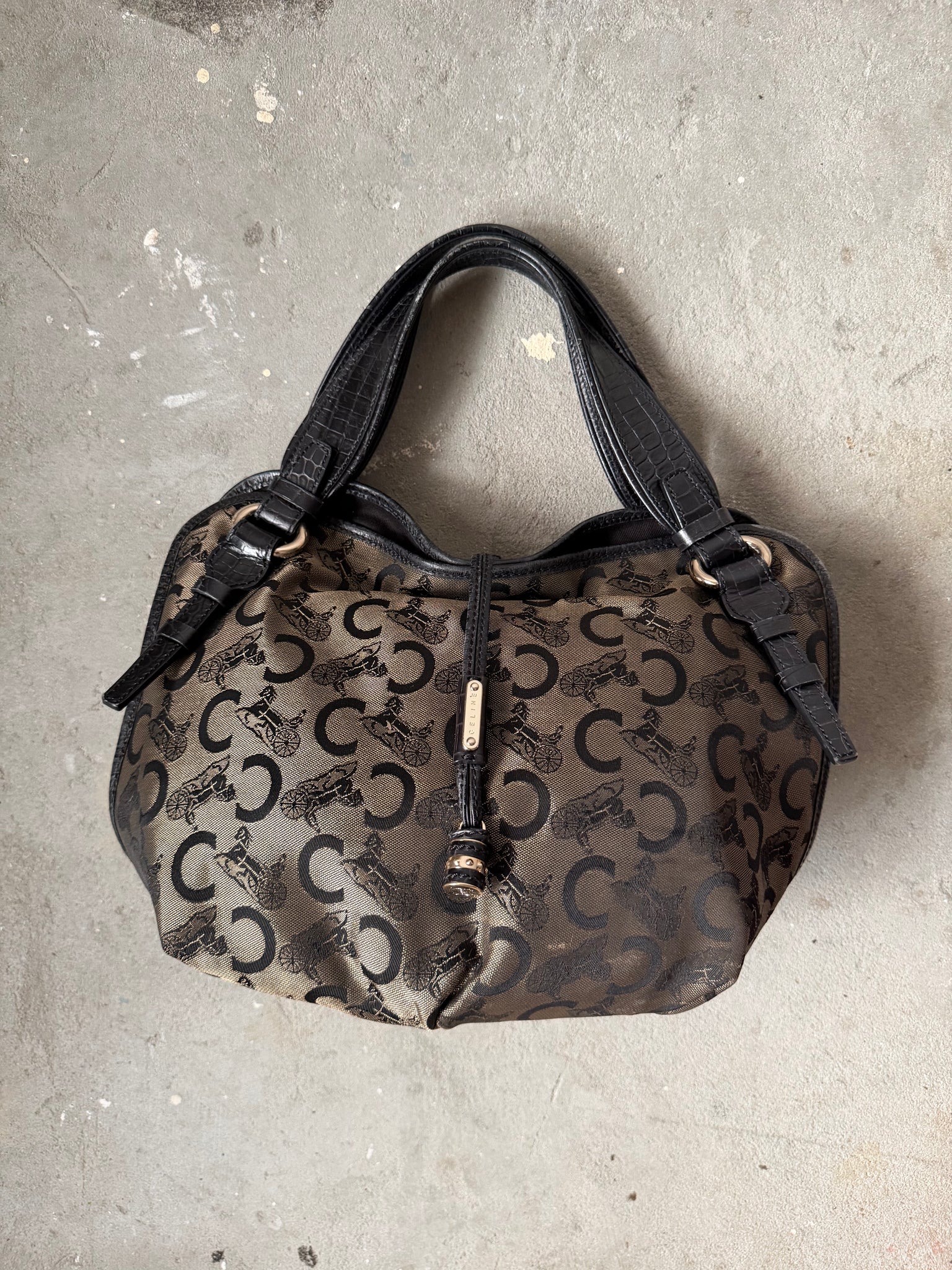 Celine Horse Carriage Bittersweet Shoulder Bag Black/Grey