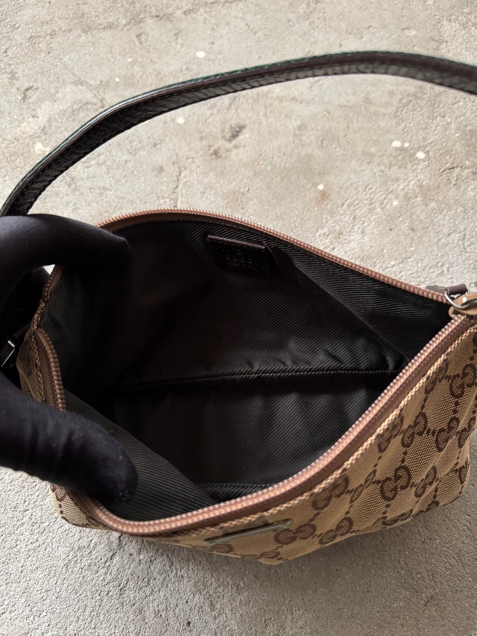 Gucci GG Monogram Pochette Boat Shoulder Bag Beige