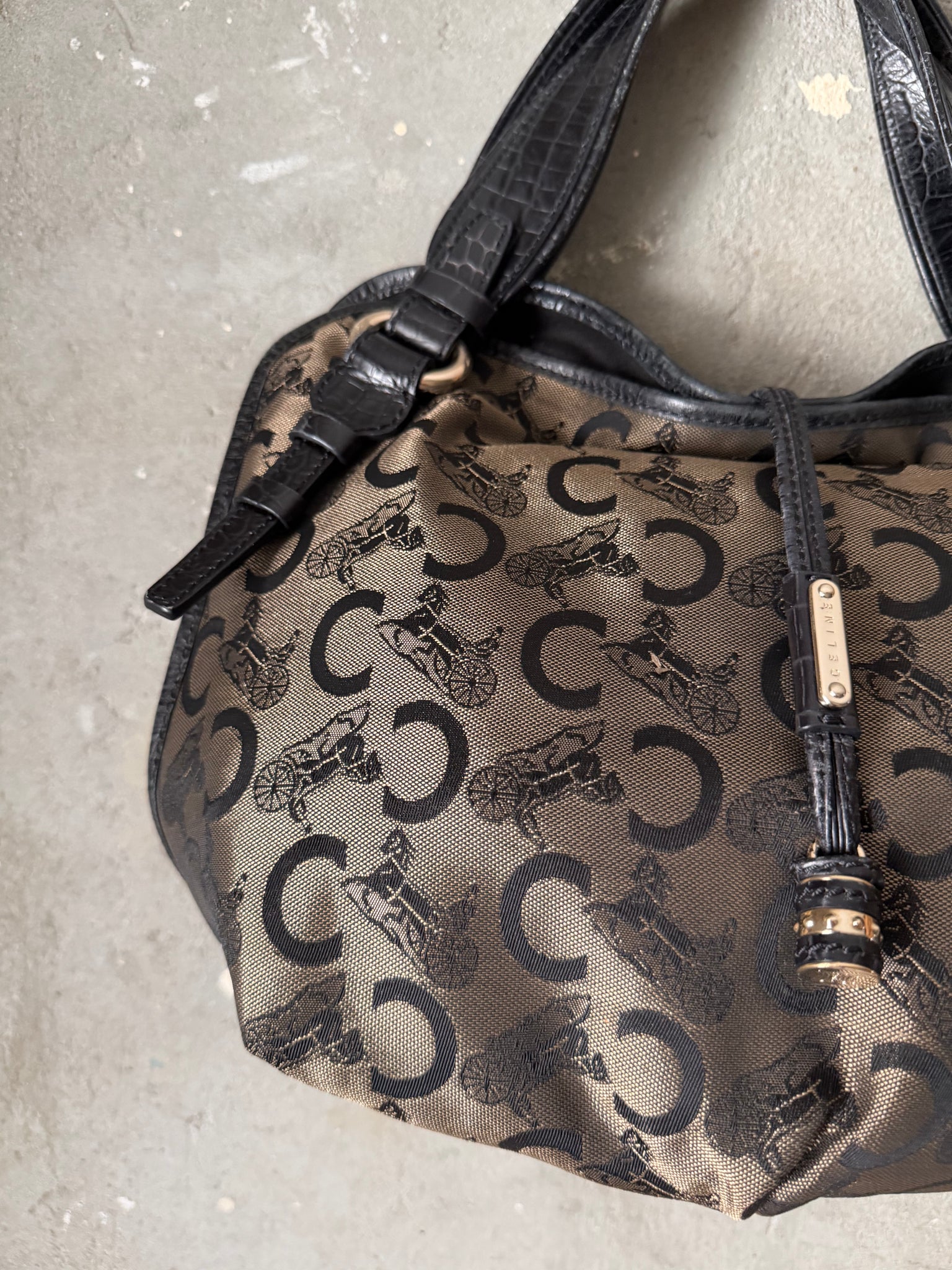 Celine Horse Carriage Bittersweet Shoulder Bag Black/Grey