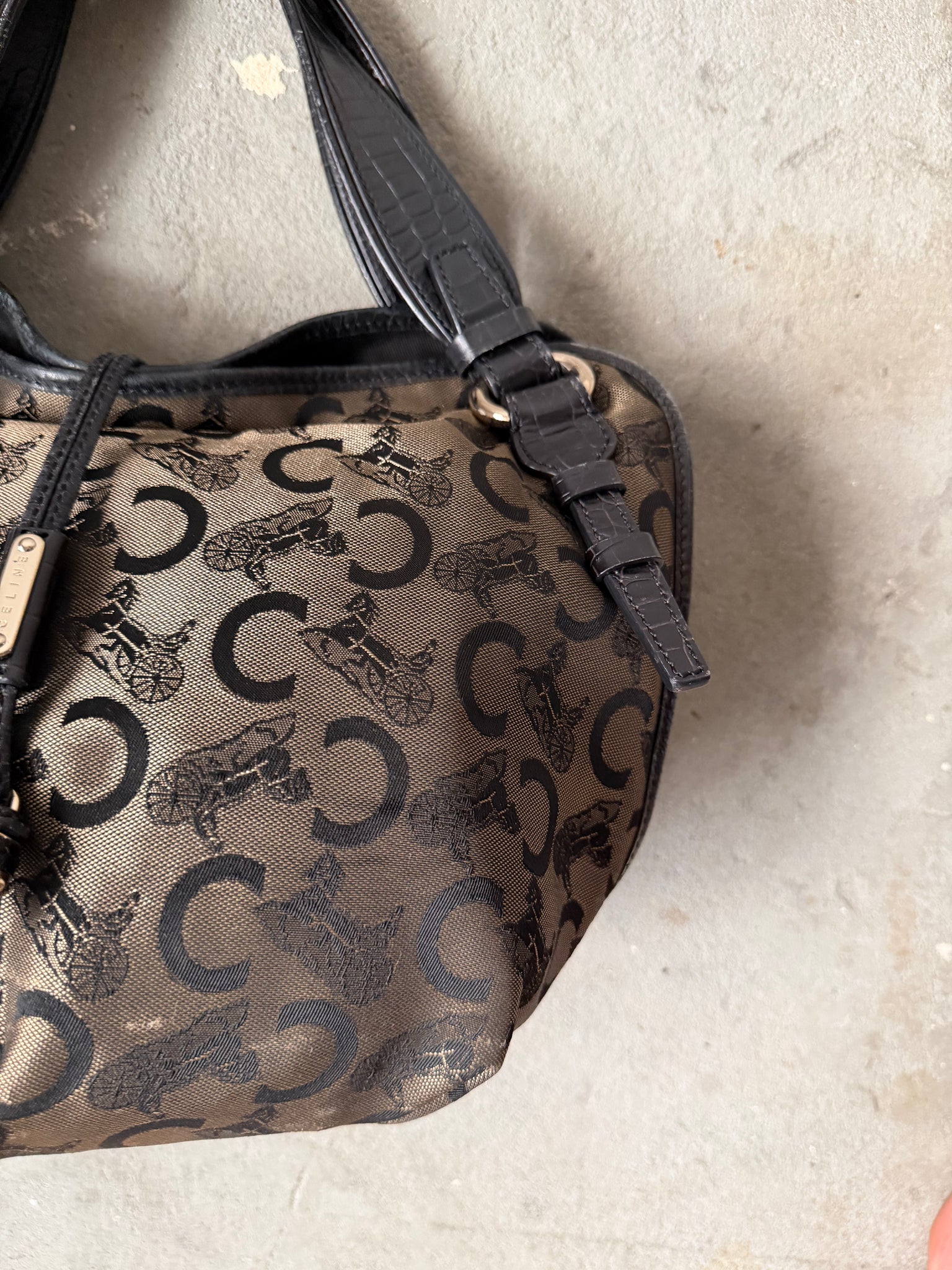 Celine Horse Carriage Bittersweet Shoulder Bag Black/Grey