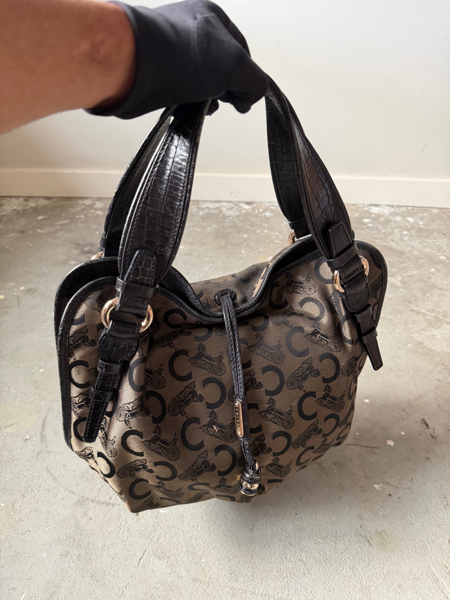 Celine Horse Carriage Bittersweet Shoulder Bag Black/Grey