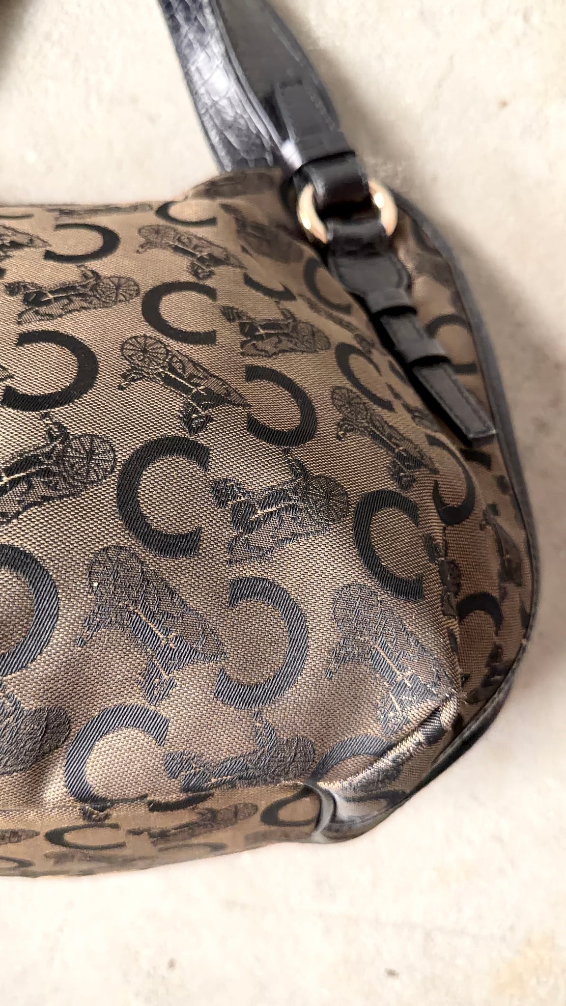 Celine Horse Carriage Bittersweet Shoulder Bag Black/Grey