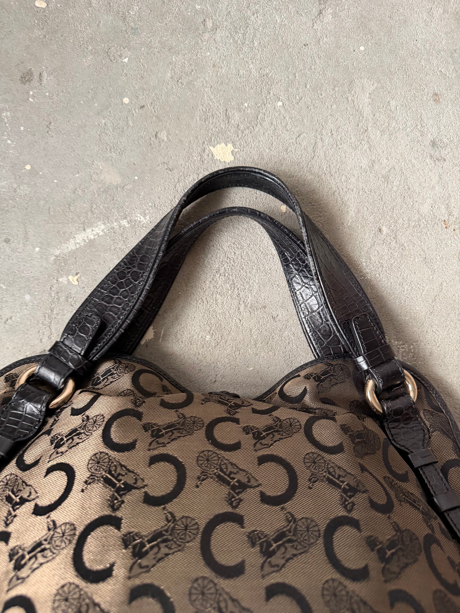 Celine Horse Carriage Bittersweet Shoulder Bag Black/Grey