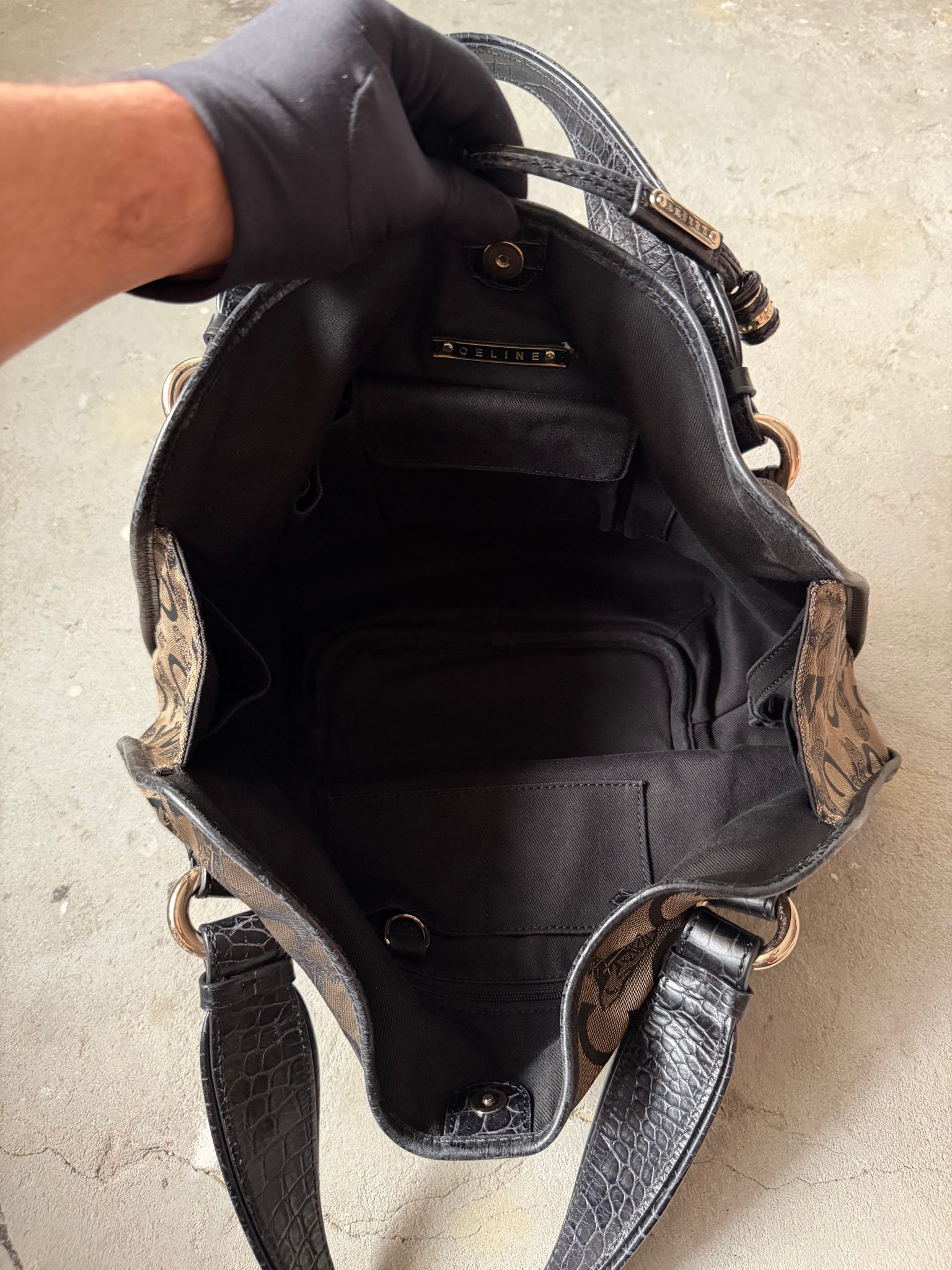 Celine Horse Carriage Bittersweet Shoulder Bag Black/Grey