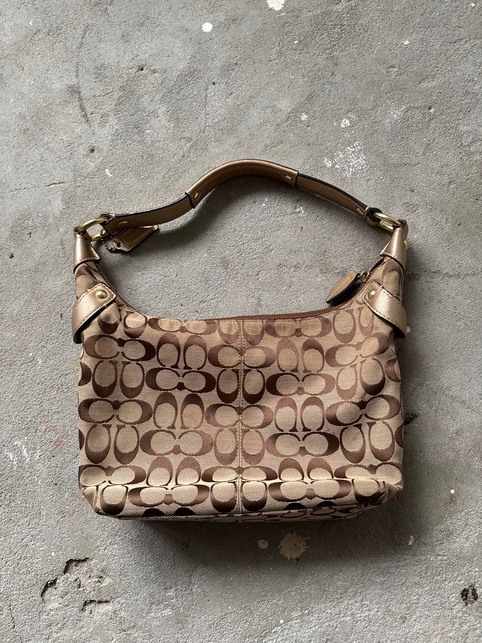 Coach Signature Penelope Hobo Shoulder Bag Beige/Gold