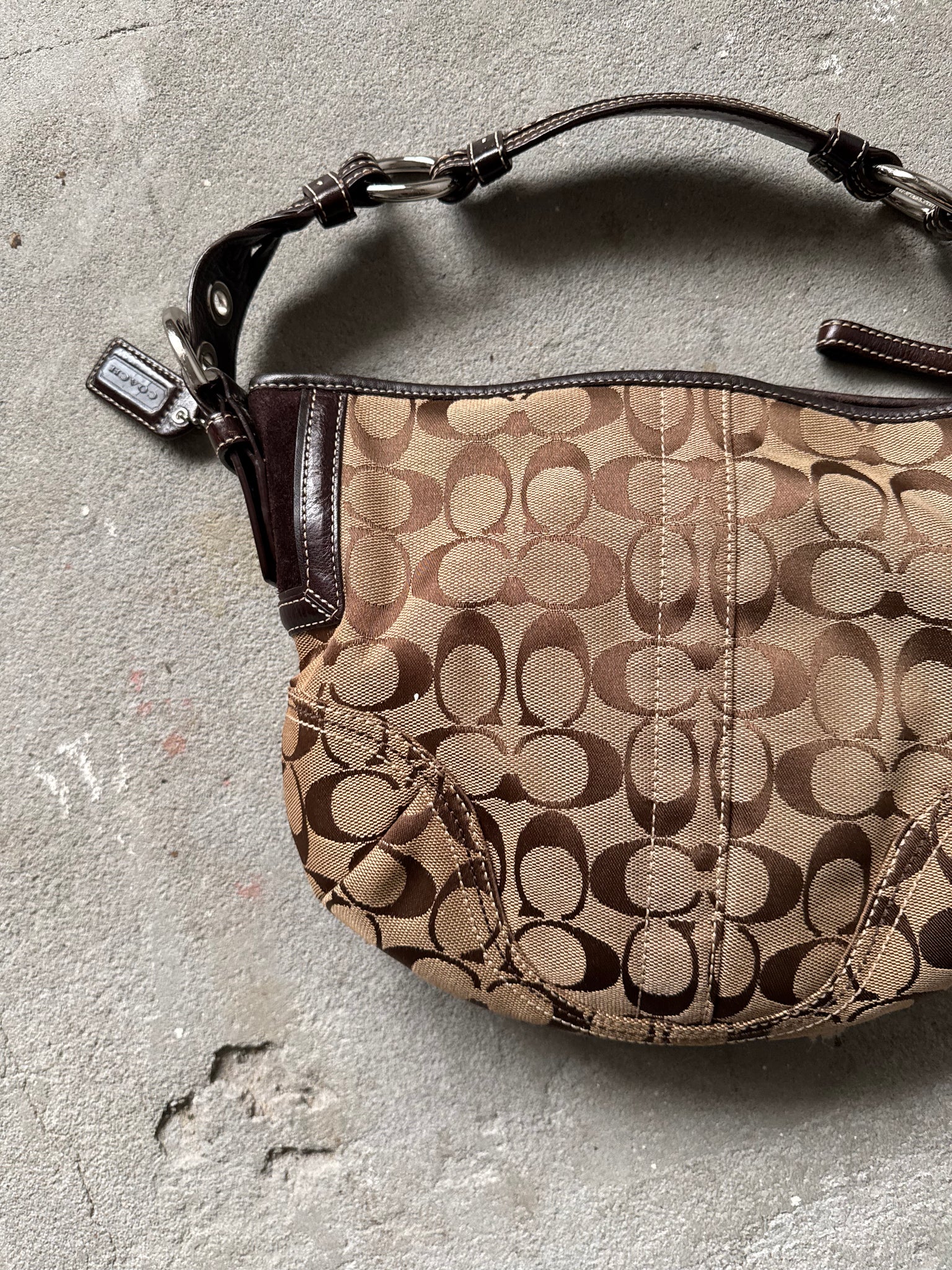 Coach Signature Hampton Shoulder Bag Beige/Brown