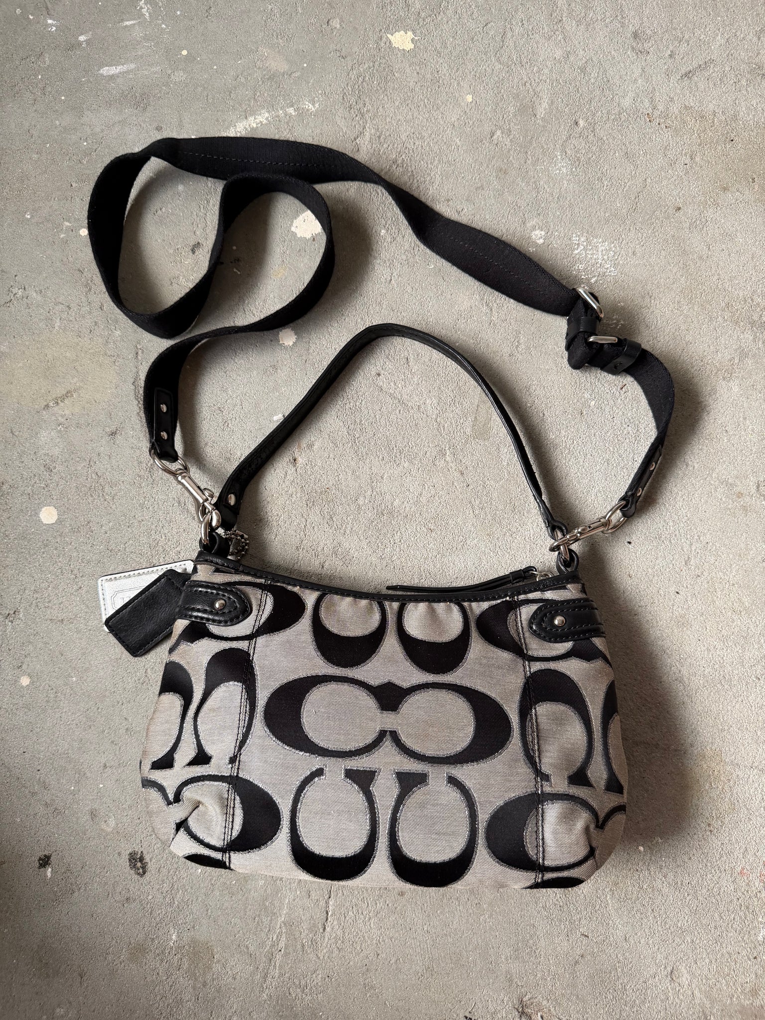 Coach 2Way Signature Shoulder Bag Grey/Black