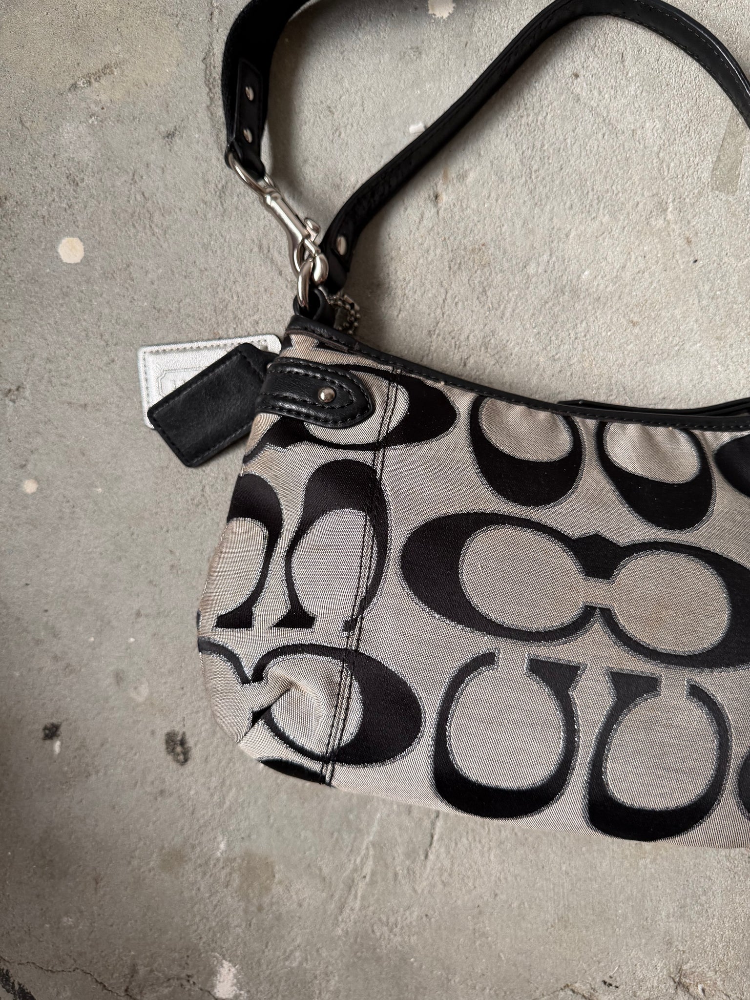 Coach 2Way Signature Shoulder Bag Grey/Black
