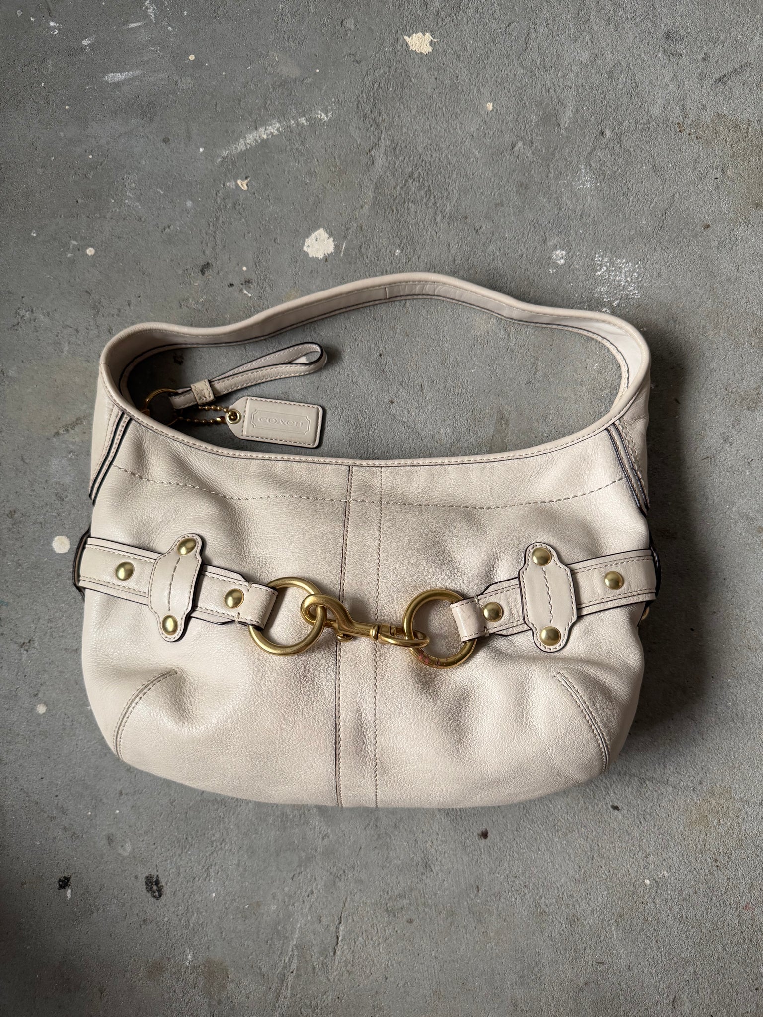 Coach HorseBit Ergo Leather Shoulder Bag White
