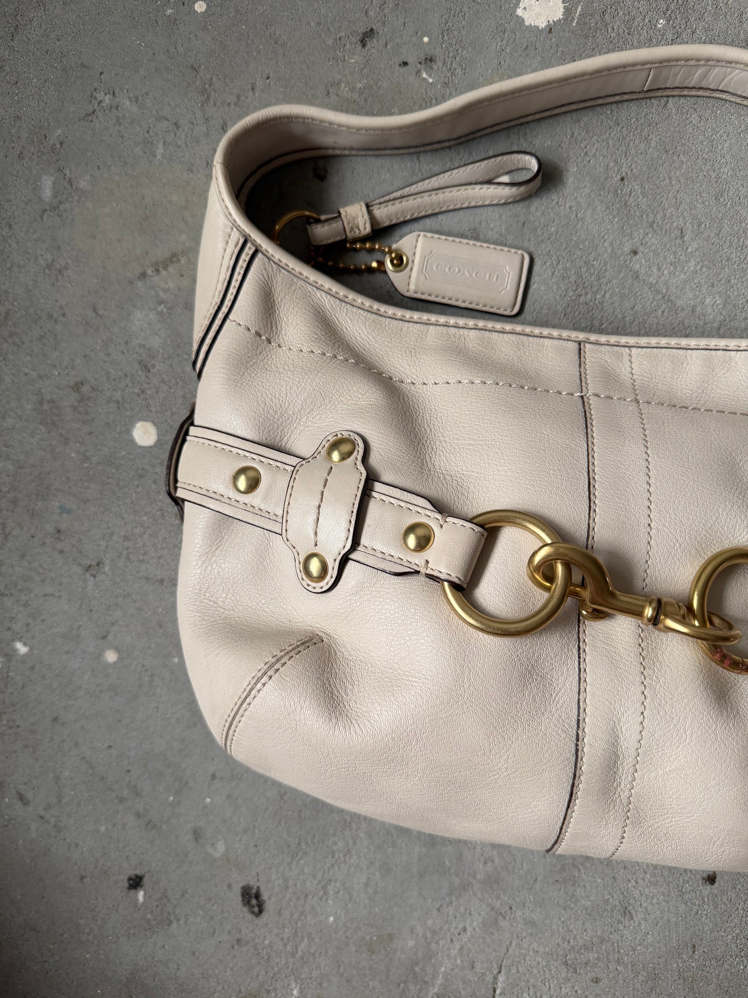 Coach HorseBit Ergo Leather Shoulder Bag White