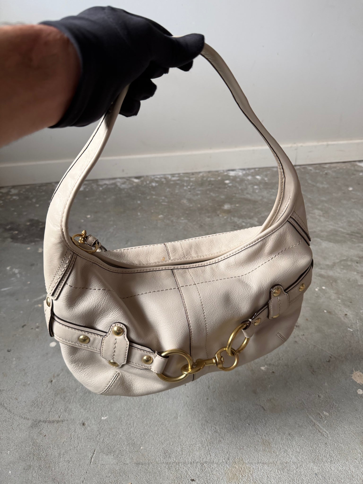 Coach HorseBit Ergo Leather Shoulder Bag White