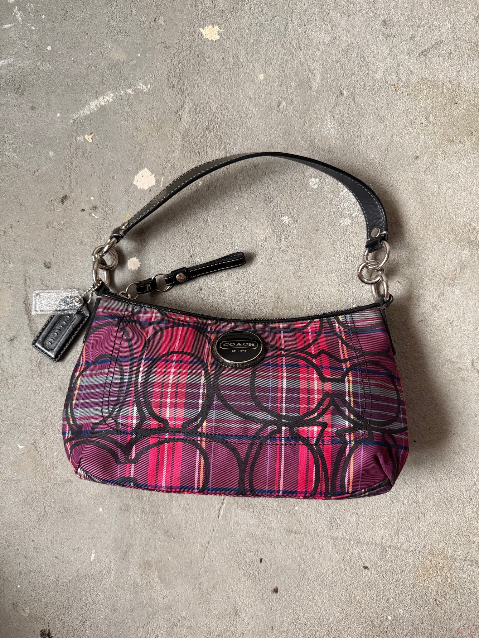Coach Signature Poppy Tartan Shoulder Bag Multi