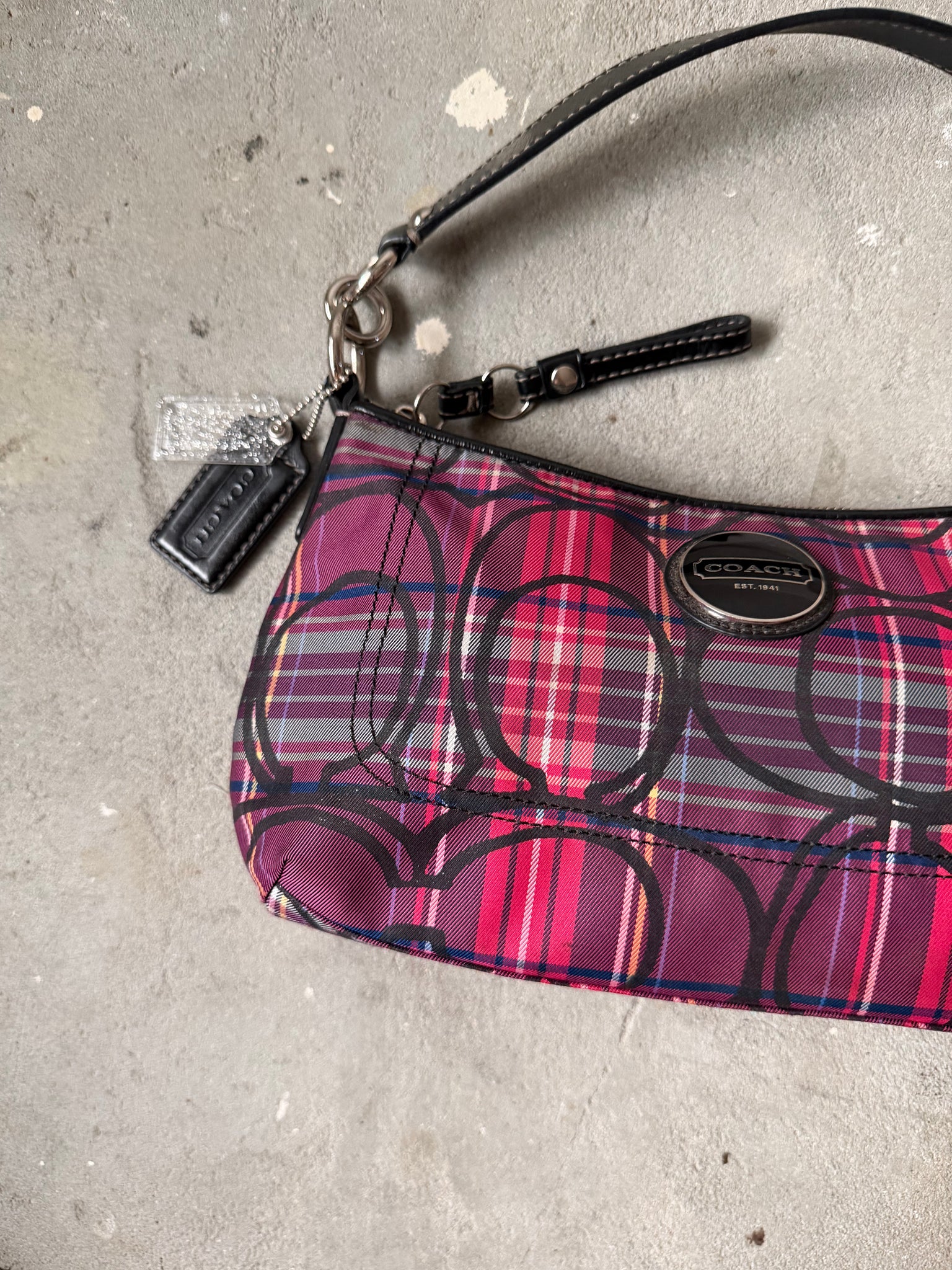 Coach Signature Poppy Tartan Shoulder Bag Multi