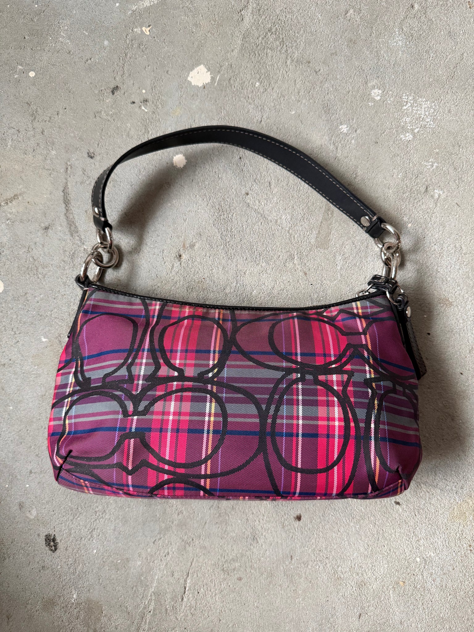 Coach Signature Poppy Tartan Shoulder Bag Multi