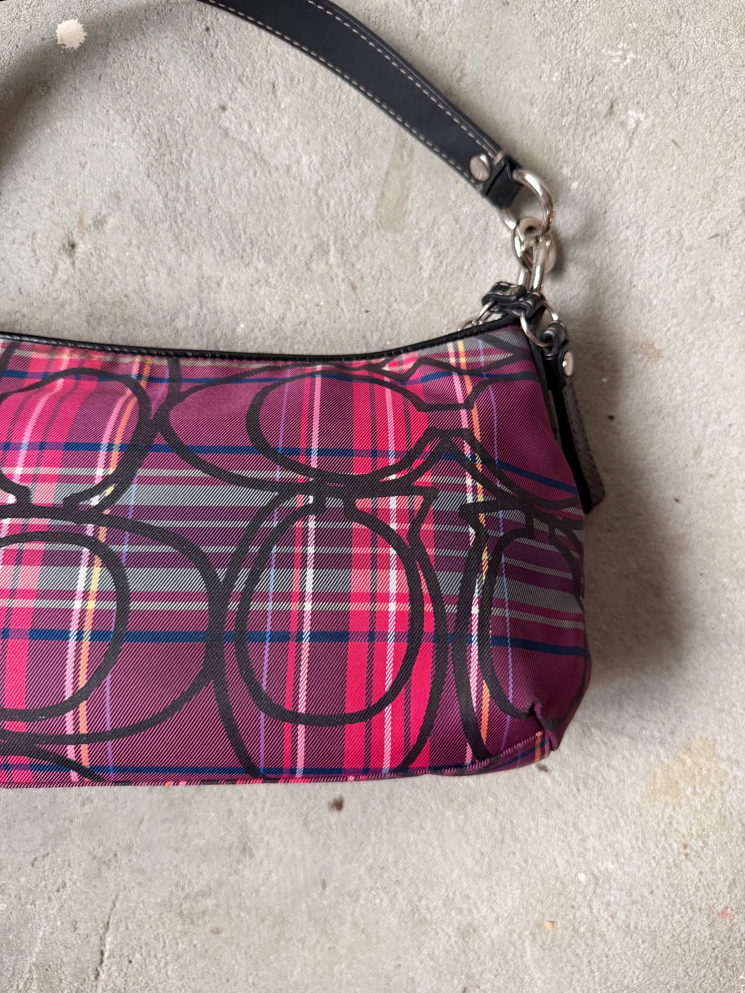 Coach Signature Poppy Tartan Shoulder Bag Multi