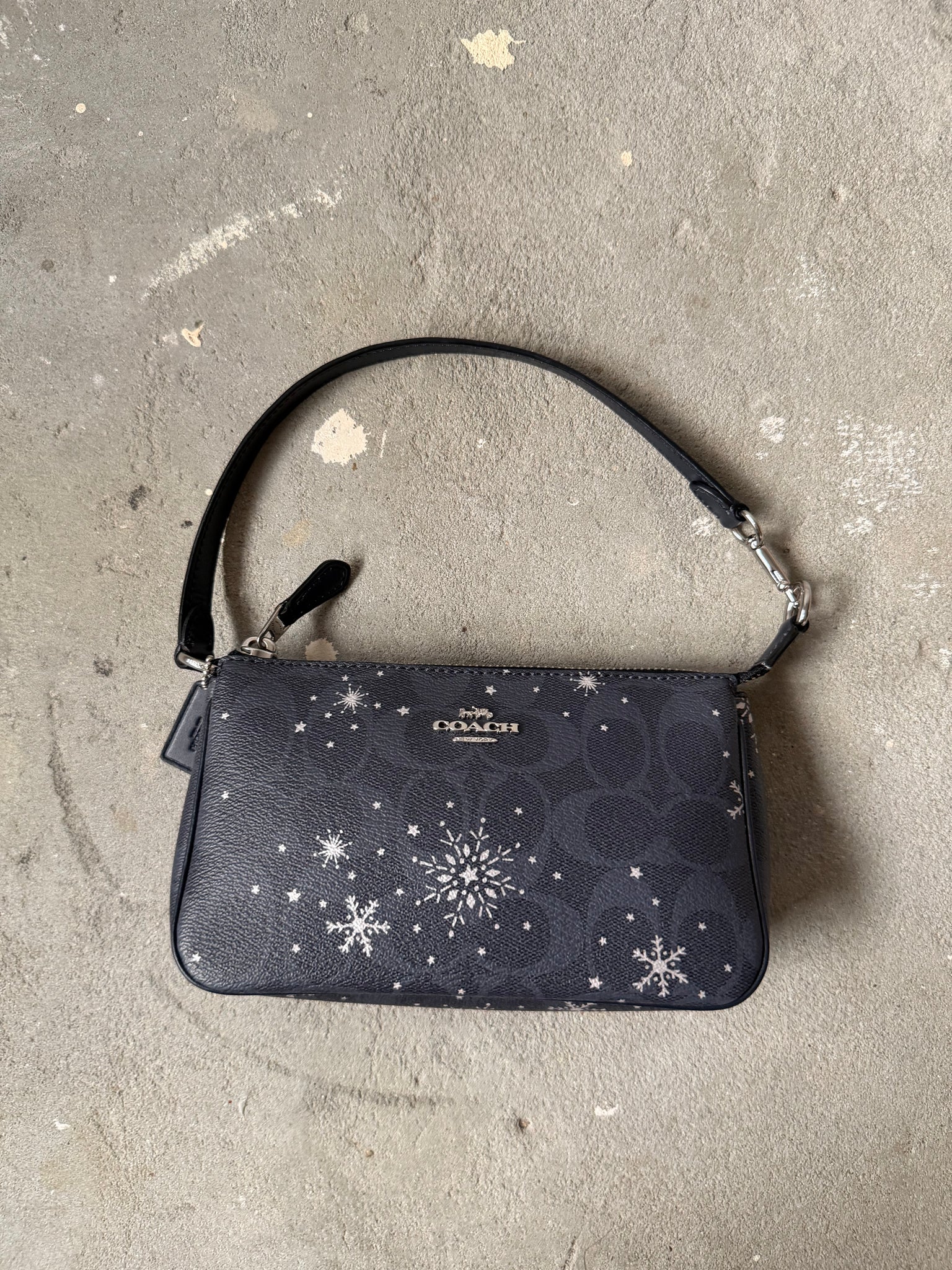 Coach Signature Nolita 19 Snowflake Shoulder Bag Black