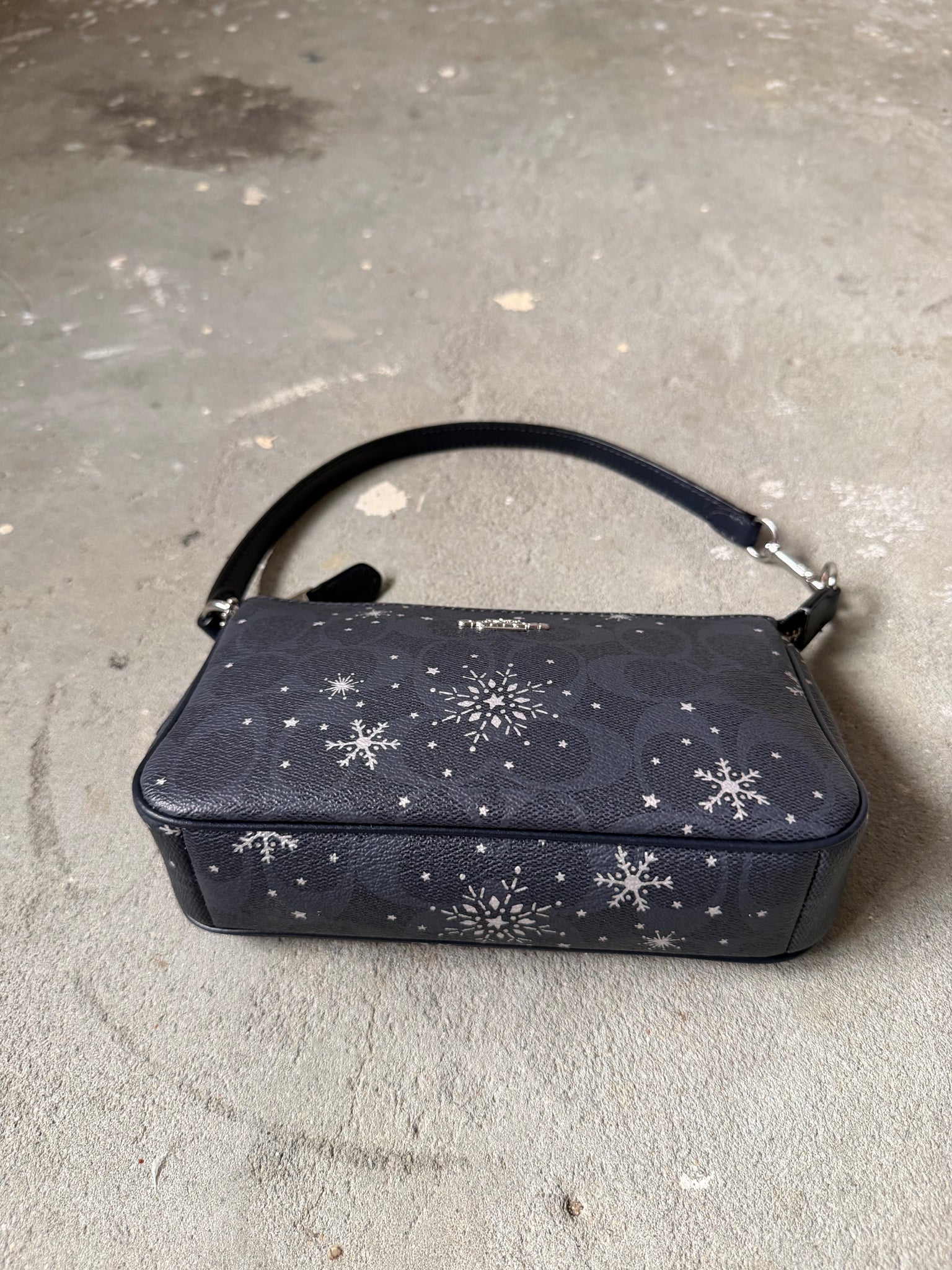 Coach Signature Nolita 19 Snowflake Shoulder Bag Black