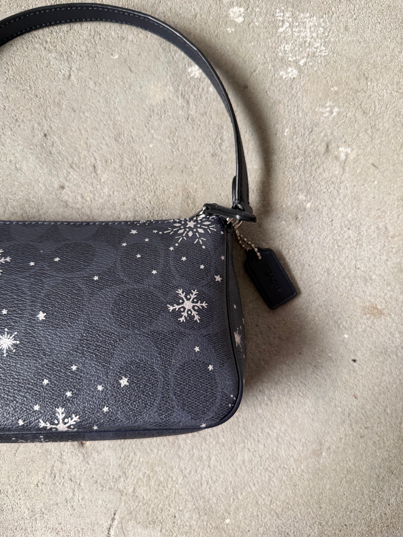 Coach Signature Nolita 19 Snowflake Shoulder Bag Black