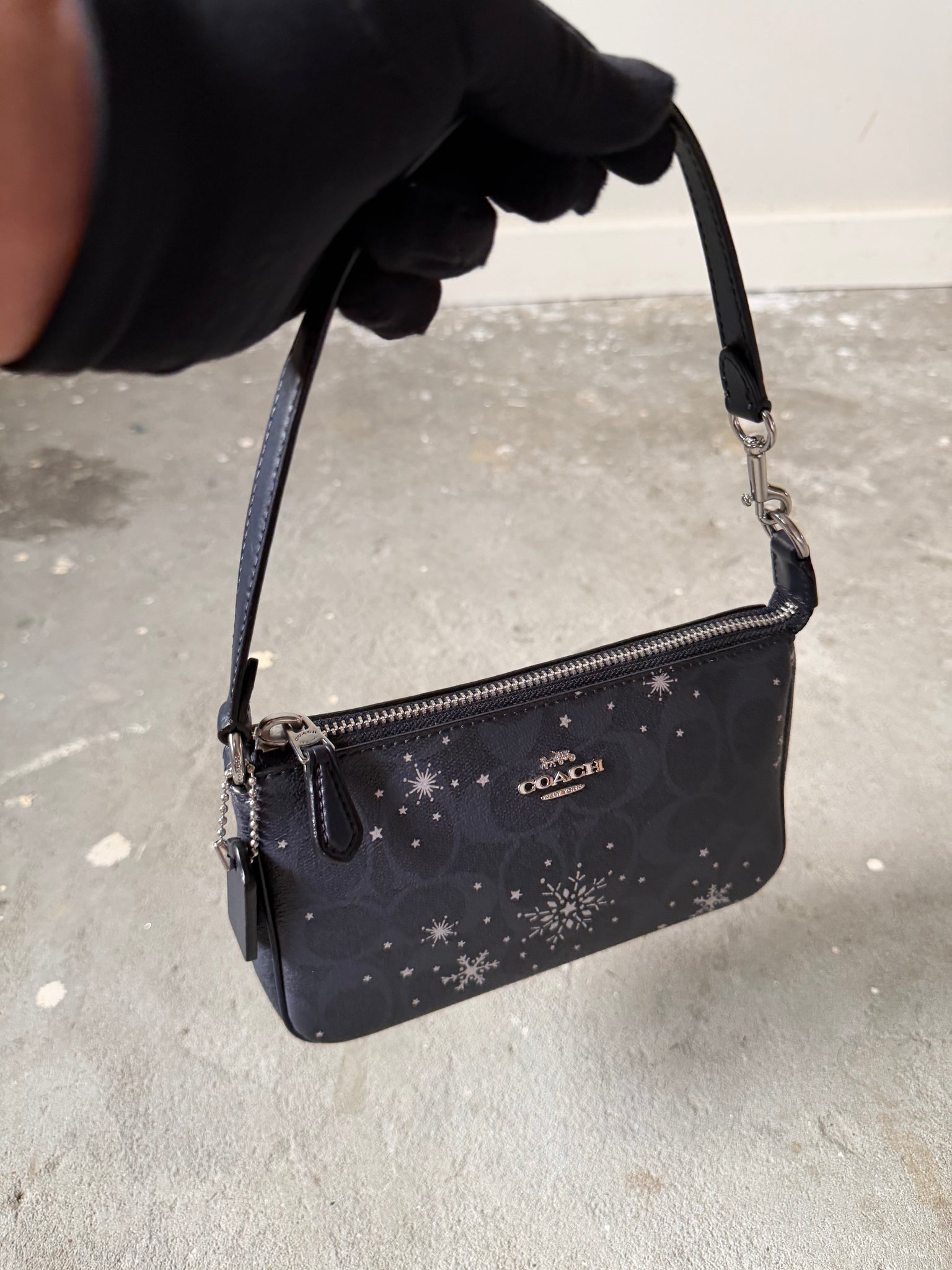 Coach Signature Nolita 19 Snowflake Shoulder Bag Black
